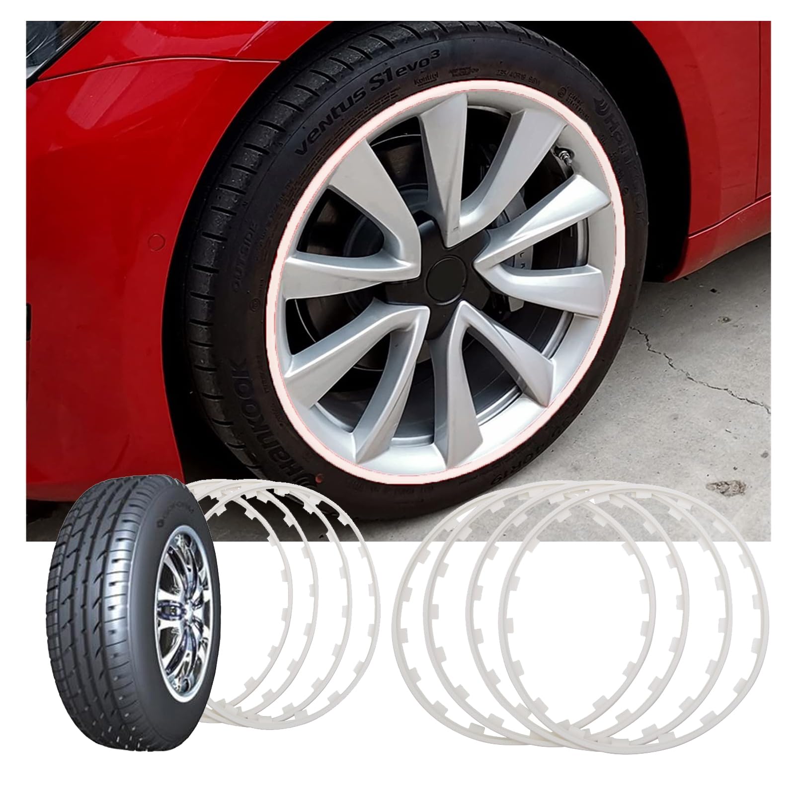 Protecteurs jantes voiture 18 pouces haut de gamme blanc