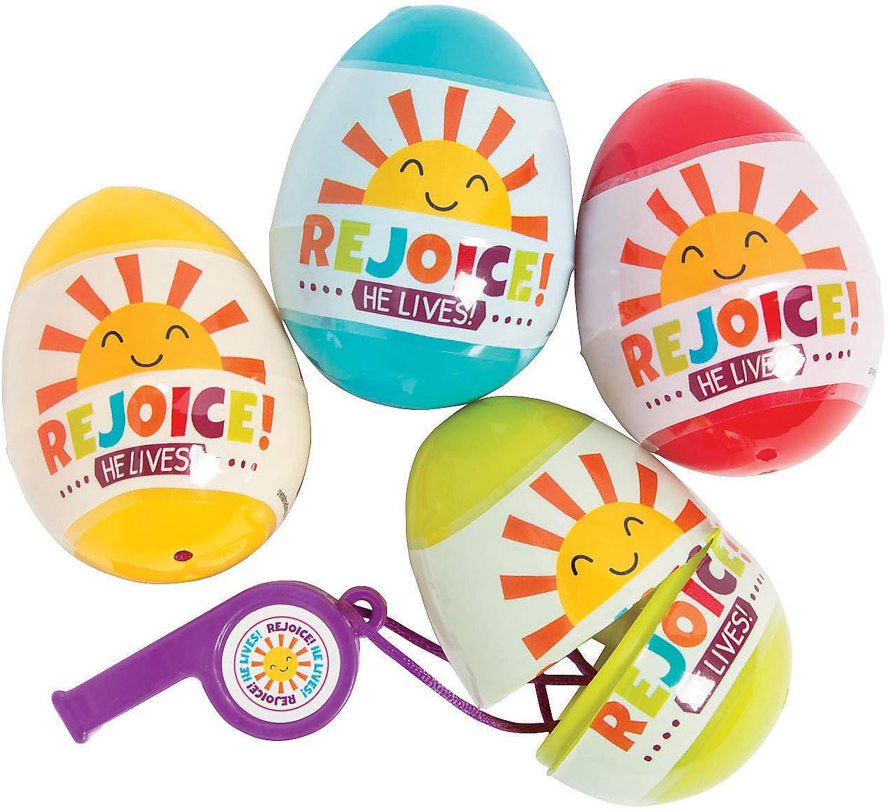 REJOICE FILLED EASTER EGG WITH WHISTLE - Party Supplies - 12 Pieces