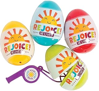 REJOICE FILLED EASTER EGG WITH WHISTLE - Party Supplies - 12 Pieces