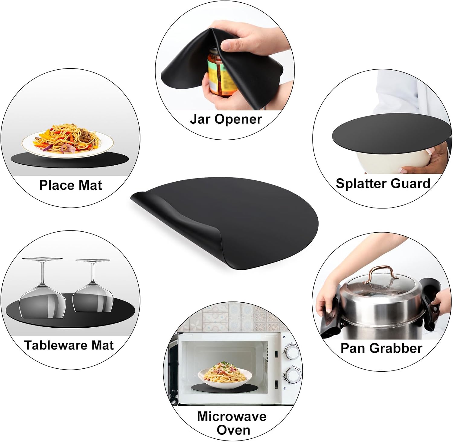 Silicone Microwave Mat, Baking Mat for Bottom of Oven, Black, 2 Pack image 4