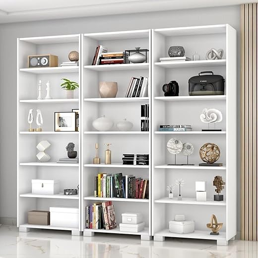 Kit 3 Estantes para Livros 5 Prateleiras 188cmx181,5cm Office Branco