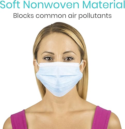 Miniatura 5 de Vive Mascarilla desechable 50 unidades, 3 capas, transpirable, protectora, para la narizboca, no tejida, con cintas elásticas para las orejas, para
