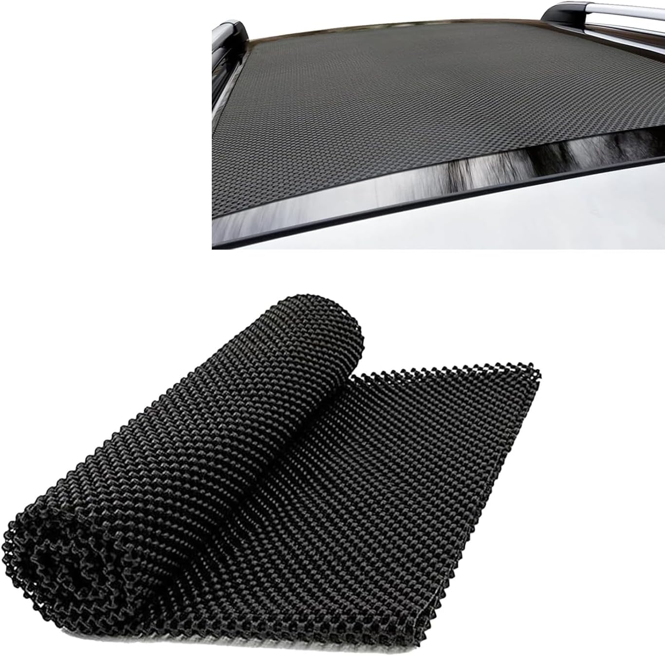 Car Roof Rack Pads, 47" x 39" PVC Anti-slip Roof Cargo Bag Protective Mat, Flexible Cuttable Scratch-resistant Luggage Rack Pads, Universal Roof Rack Accessory, for Car SUVs Trucks (Black)