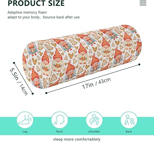 Miniatura 3 de Orange Christmas Gnomes Bed Bolster Pillow Small Neck Roll Pillow Round Pillow Inserts Cylinder Cushion Neck Support