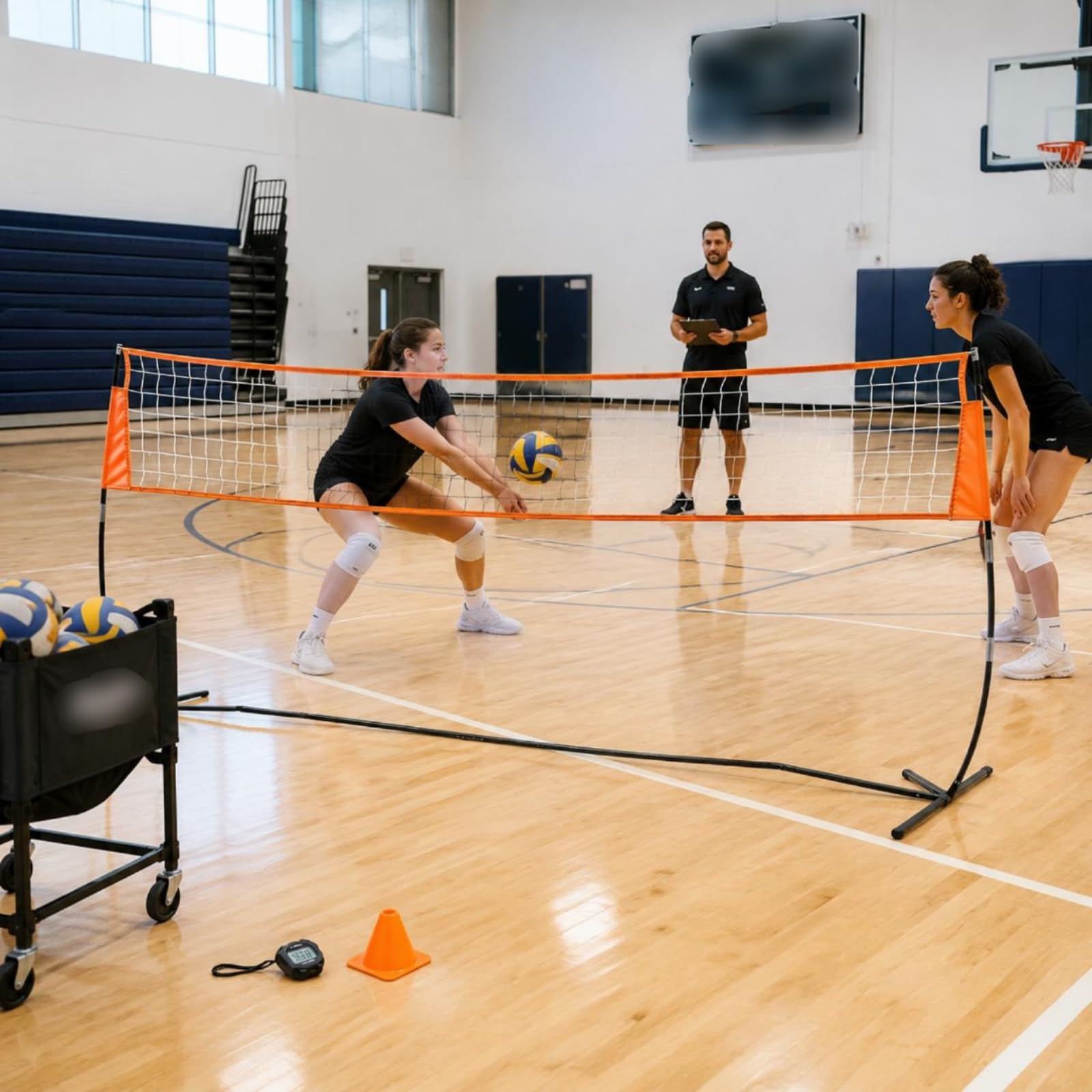 Rete da Allenamento Pallavolo Rete da Allenamento Rete Portatile Rete Regolabile Struttura Autoportante in Poliestere E Fibra di Vetro Adatta per Palestre Cortili Allenamenti Indoor E Outdoor
