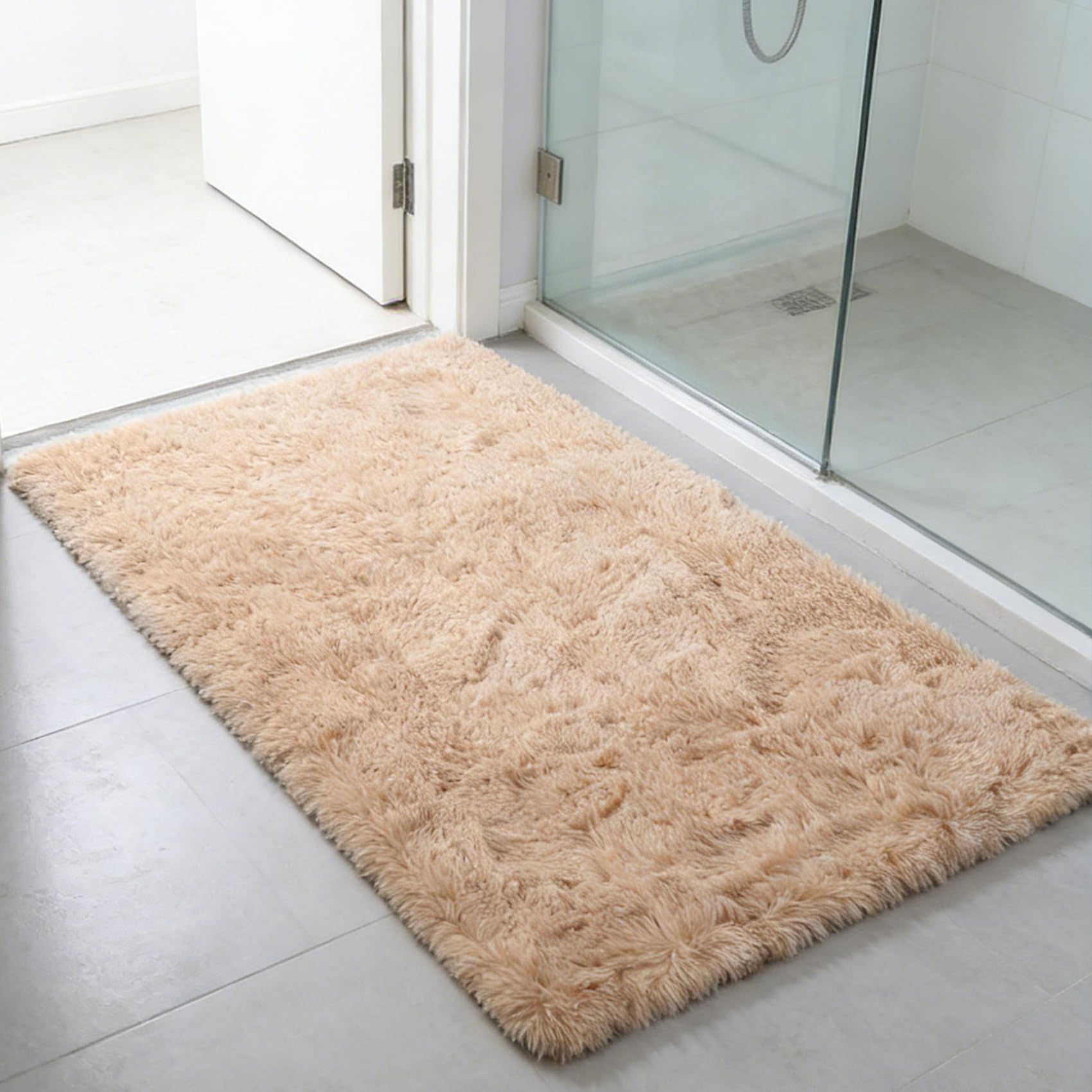 Tapis moderne 305 x 350 cm beige moelleux grand format lavable