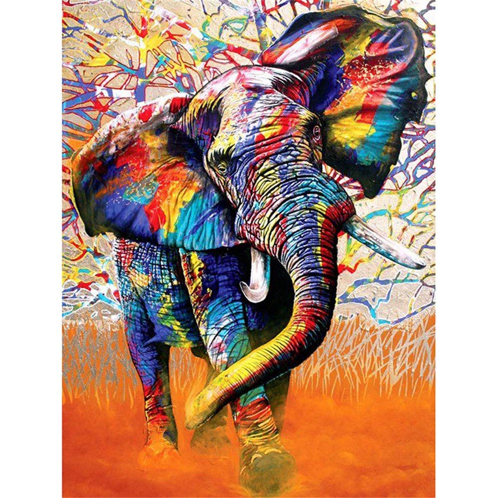 Kit Broderie Diamant Éléphant 80x100cm Strass Rond pour Peinture Créative