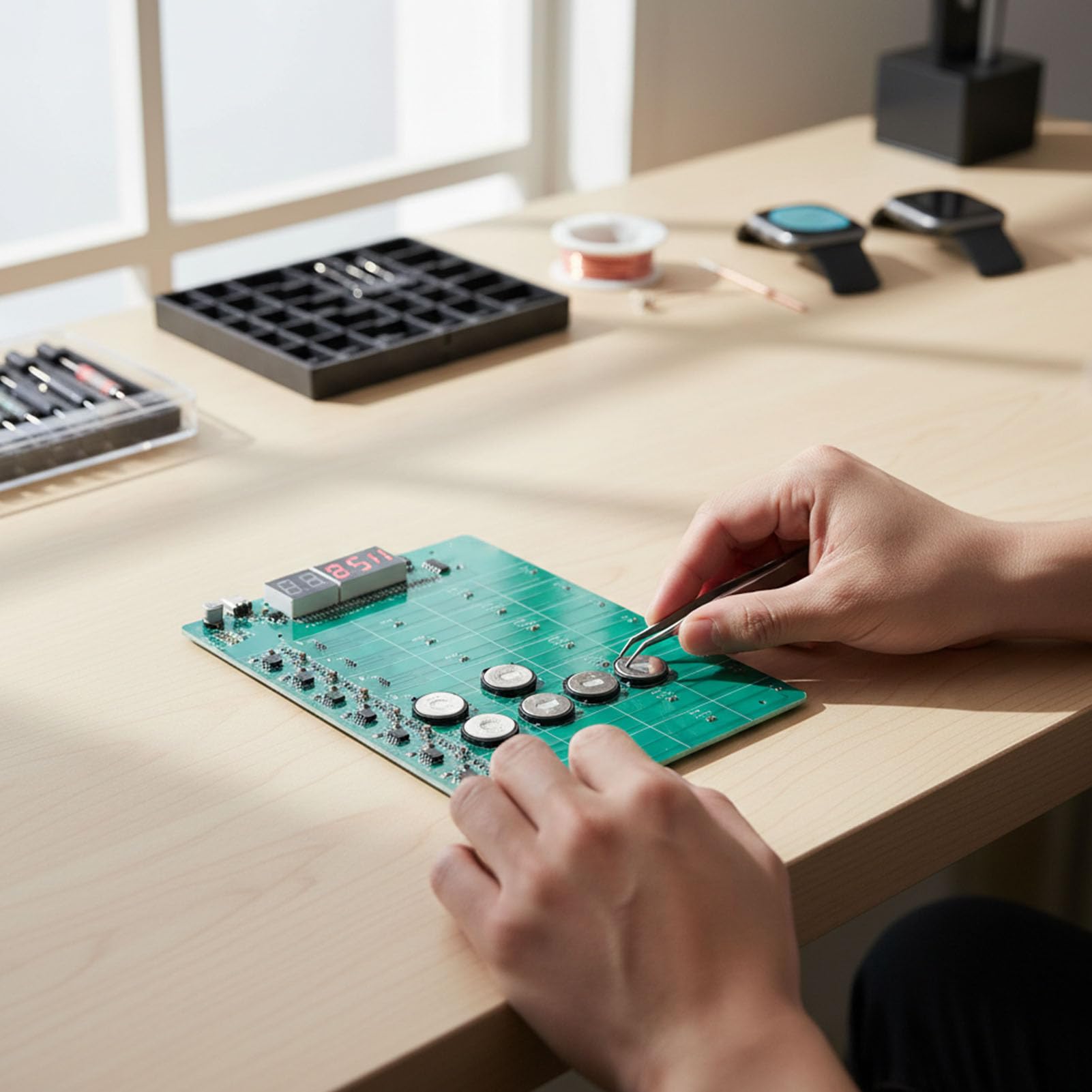 Carte D'activation de Batterie de Montre, Testeur pour 1 à 40 Piles avec Indicateurs LED, Compatible avec S1 à S10 Ultra