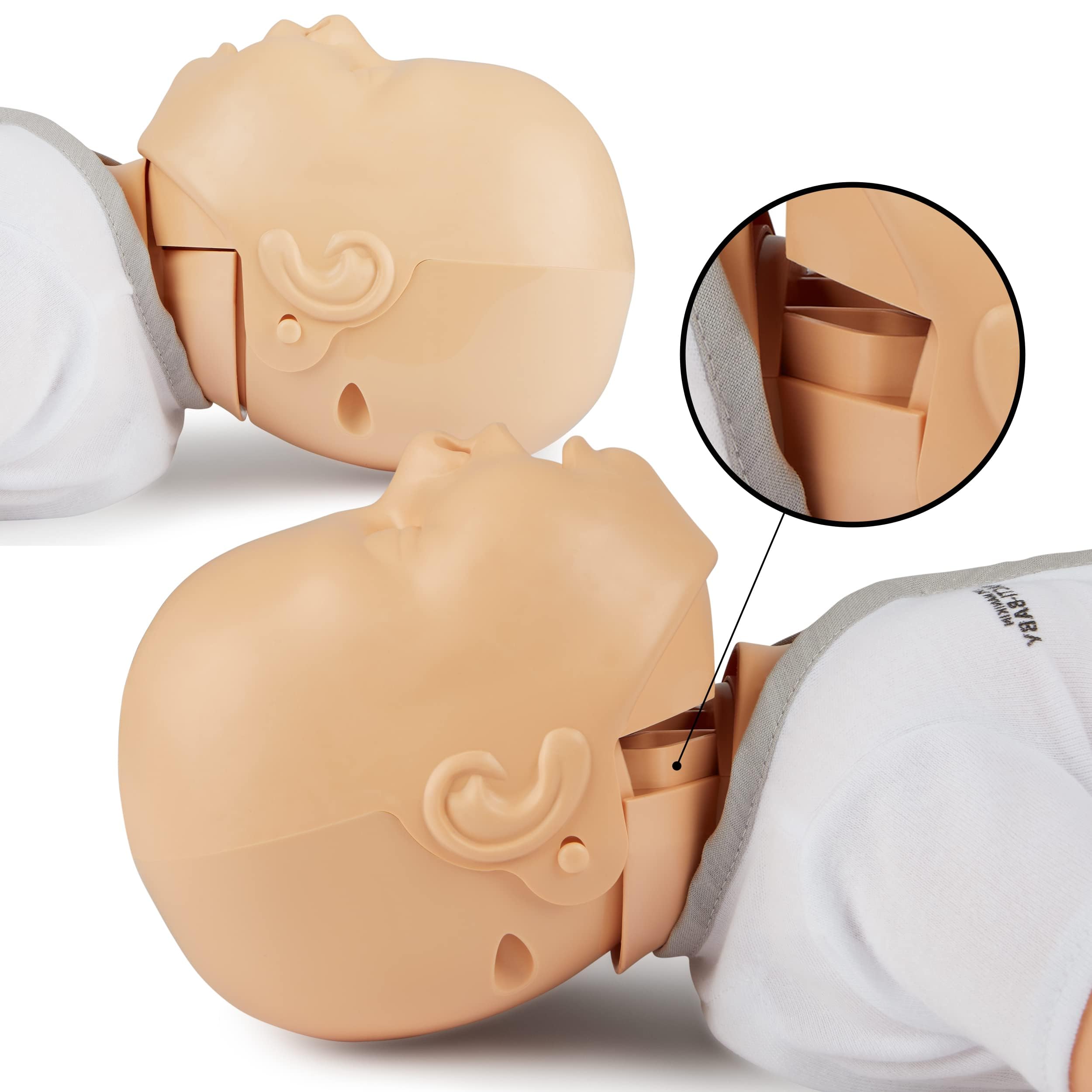 PULOX Practi-Baby Reanimationspuppe mit Gesichtsmaske & Tragetasche | Trainingspuppe für CPR- und HLW-Schulungen, inklusive 4 Luftbeuteln für realistische Übungseinheiten