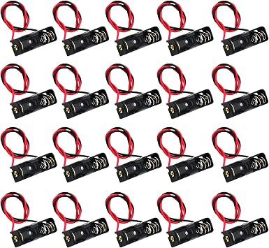 20pcs A23 Battery Holder 23A Battery Holder with Wire 12V Battery Holder Spring Clip Case Black Plastic Housing