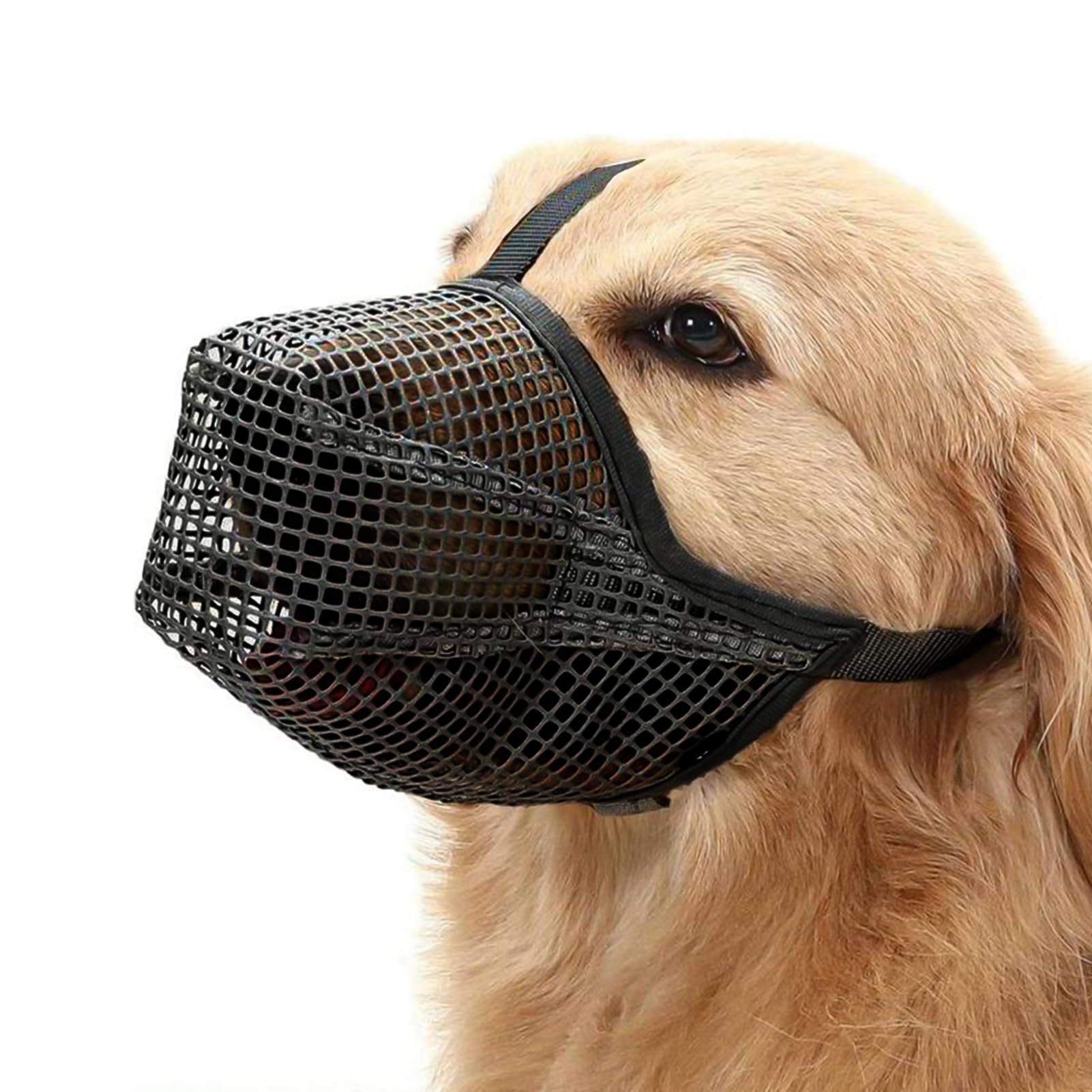 Bozal Perro, Bozal para Perros Grandes Mediano para No Morder Bozal Anti Ingestas Bozal de Malla para Perros Grandes Transpirable Ajustable para Evitar Masticar Ladrar para Perros de 25 a 37,5 KG (L)