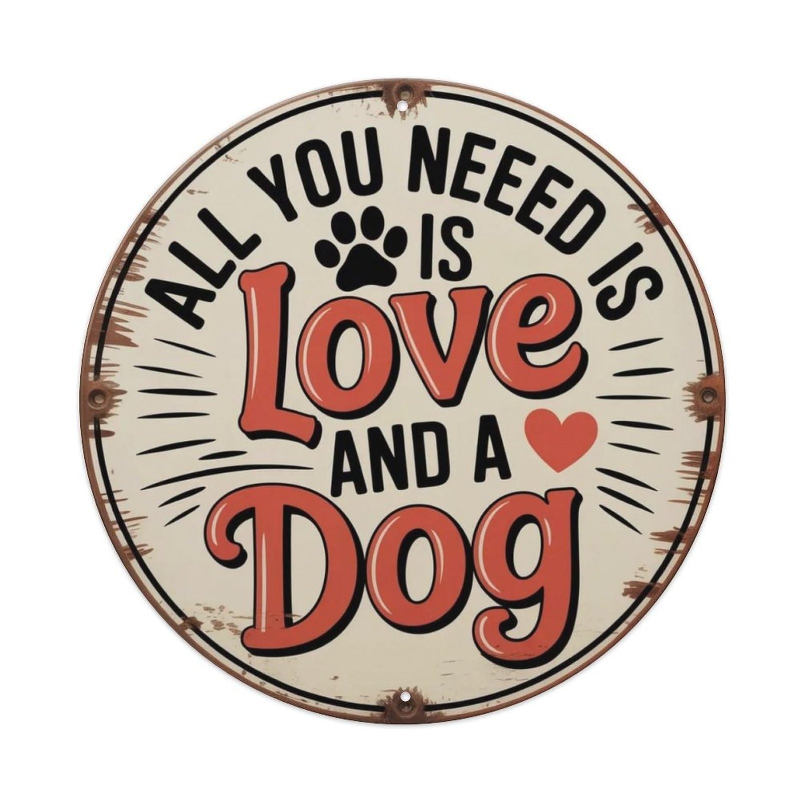 Dog Love Metal Tin Sign Plaque