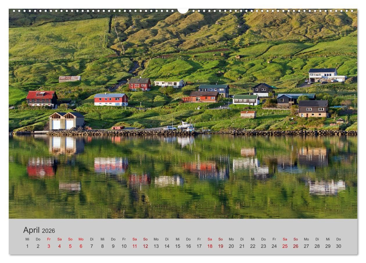 Färöer Inseln 2026 (Wandkalender 2026 DIN A2 quer), CALVENDO Monatskalender: Landschaft, Architektur, Küste und Wolken auf den Färöer Inseln