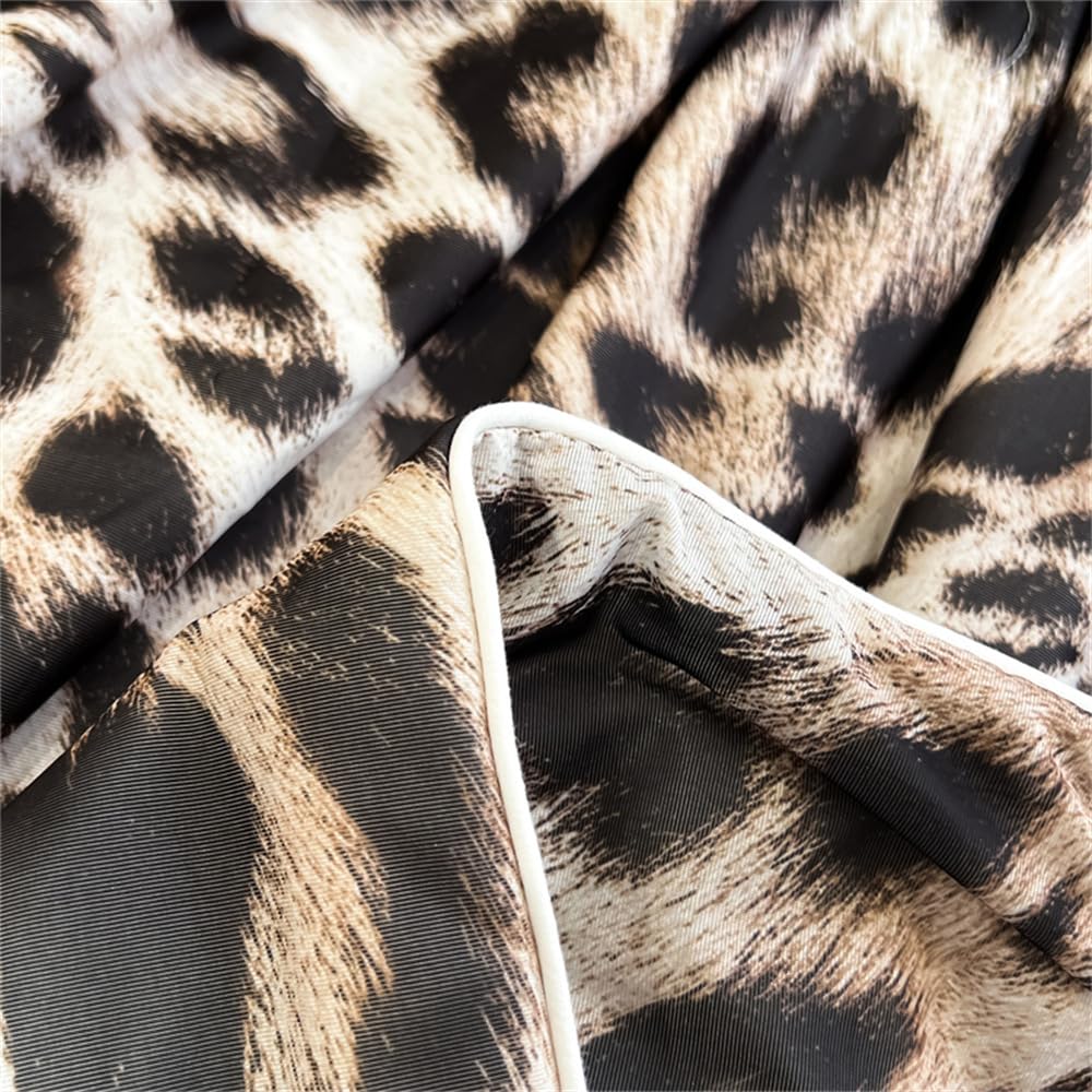Chickwin Trapuntino Estivo Copriletto Matrimoniale Singolo, Freschezza Reversibile Leggero Coperta Primaverile Autunnale Trapunta Lavabile Cotone Trapuntato Coperta Letto (Leopardo,180x200cm)