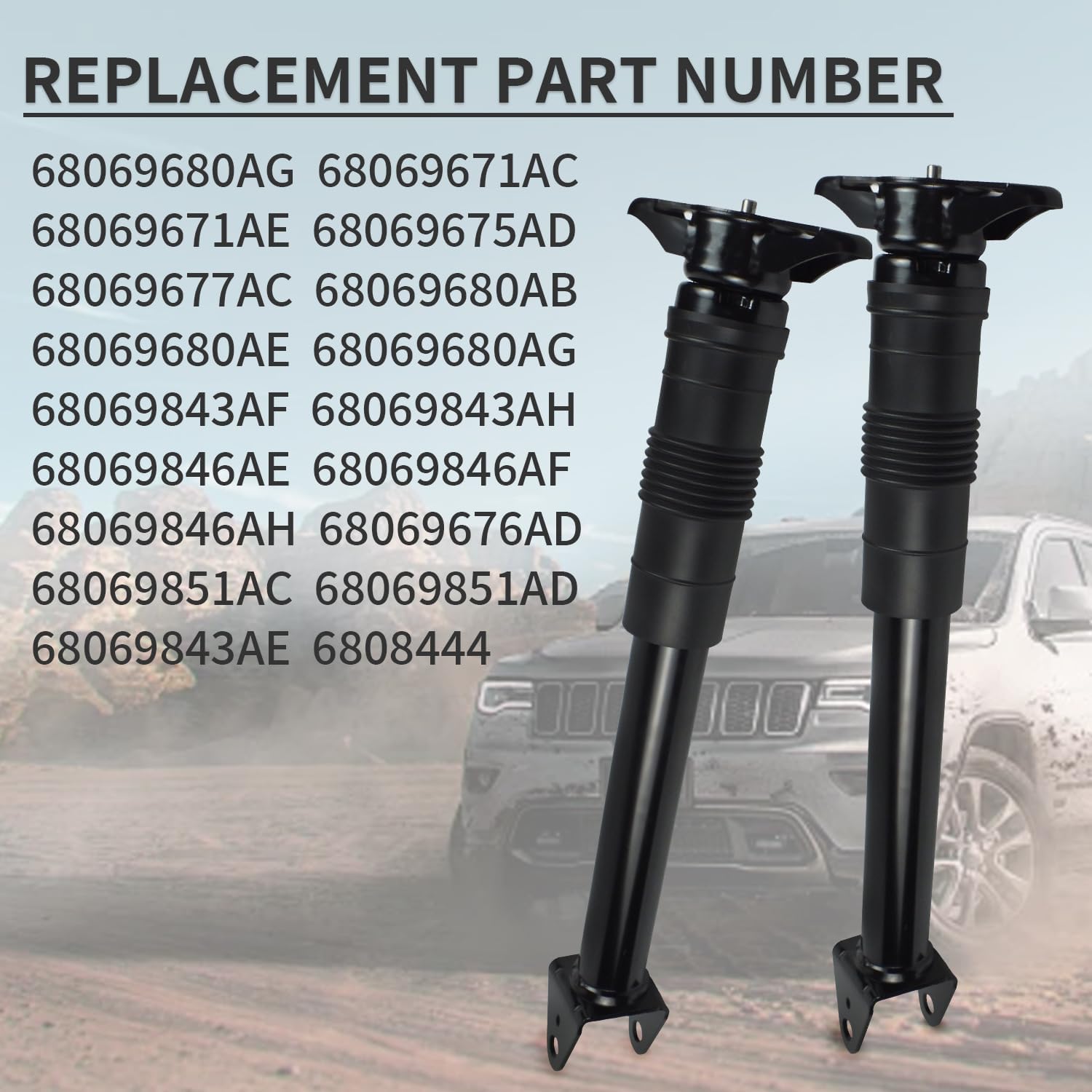 Rear Air Suspension Shock Struts Replacement for 2011-2015 Jeep Grand Cherokee Dodge Durango 68069680AF 68069680AG 68069680AH (Rear Struts)