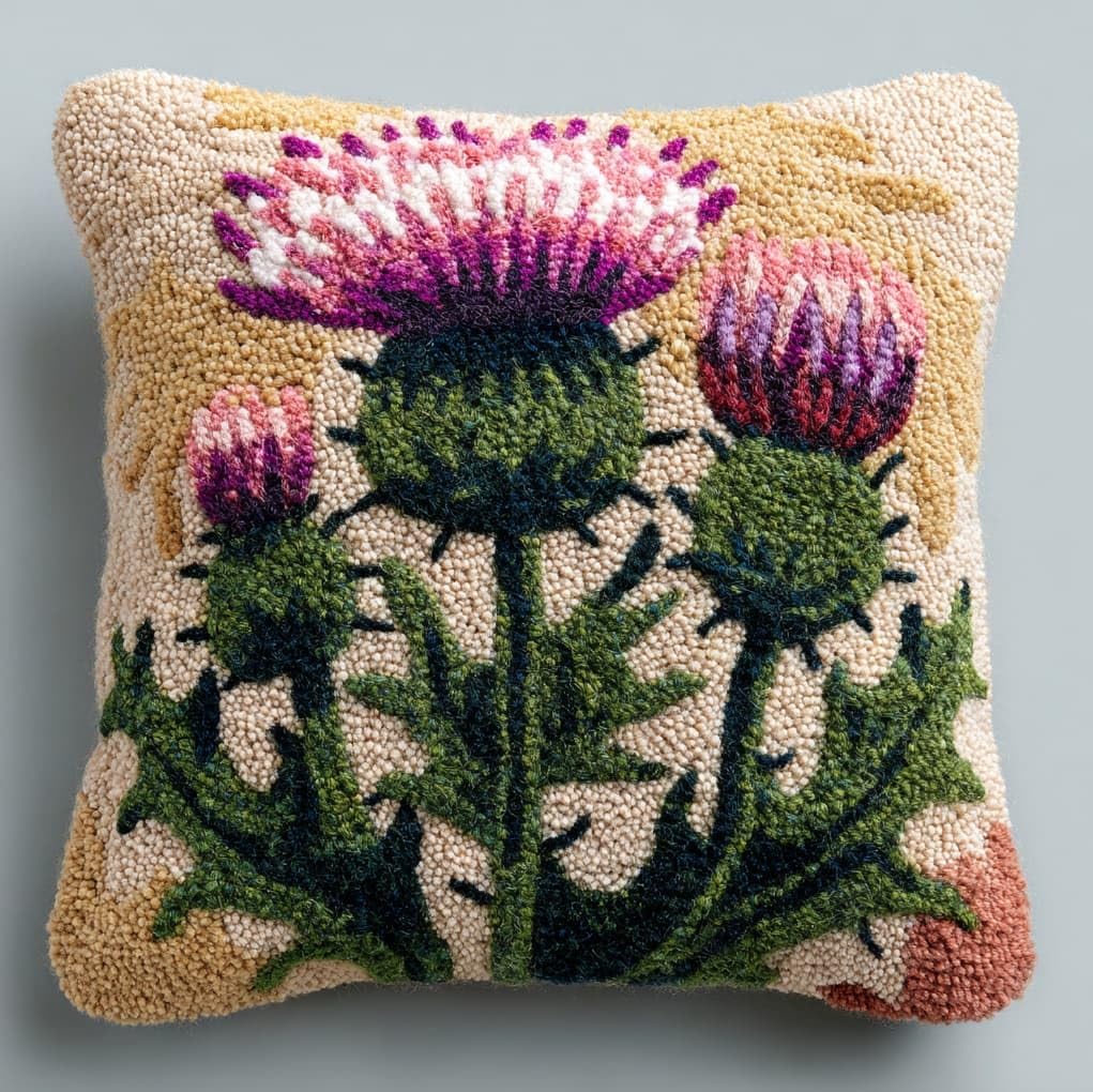 WallustrioaW Latch Hook Pillow Case Kits,Beautiful Artichoke Flower
