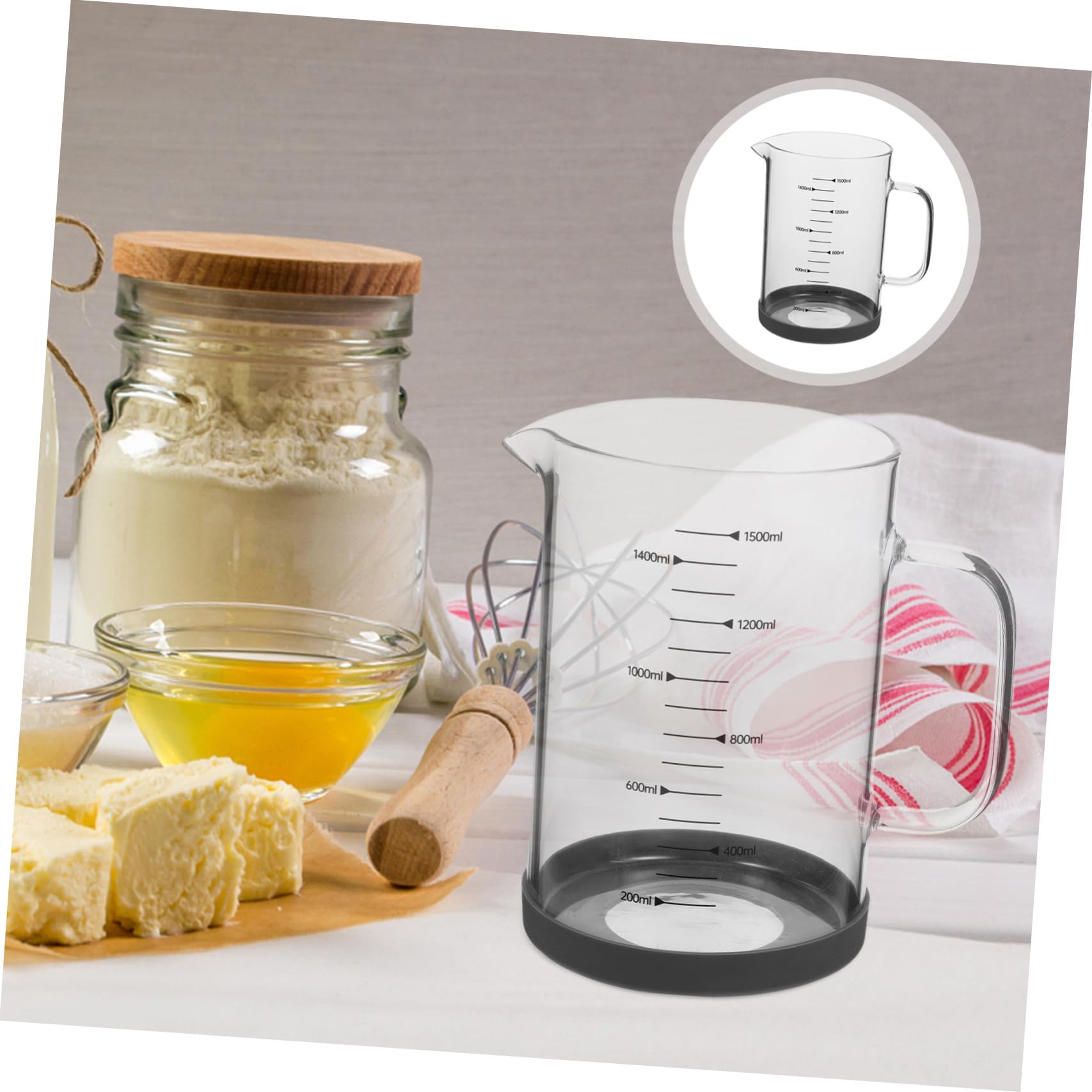 Misurino in Vetro Borosilicato da 1500 Ml Scala Graduata, Trasparente per Liquidi, per Misurare Bevande Calde come Tè e Caffè, Adatto a Uso Domestico e Cucina