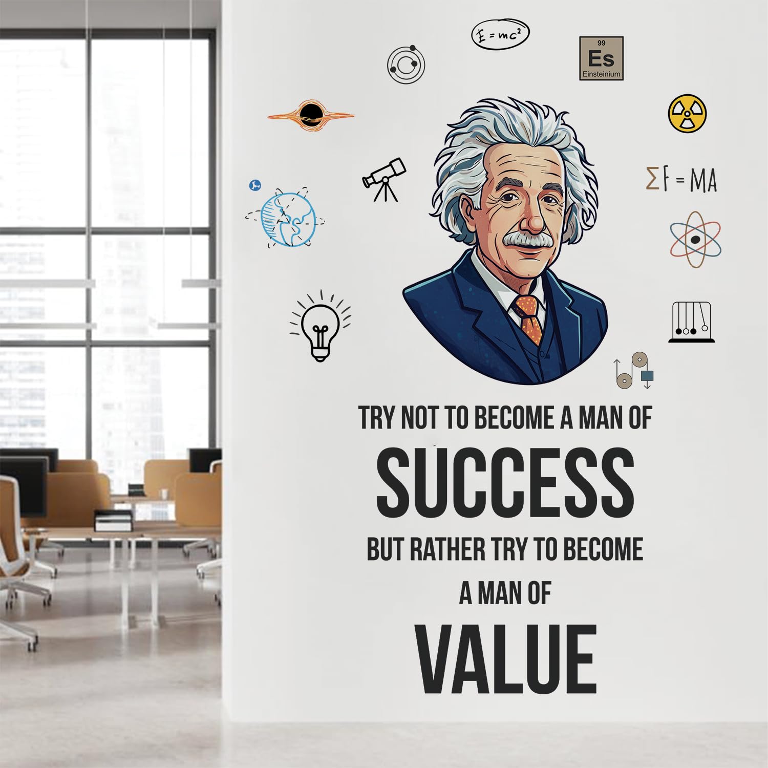 StickMe Albert - Einstein - Never Stop Learning - Because - Life Never Stop - Teaching - Inspirational - Motivational - Quotes - Wall Sticker (Multicolour, Vinyl) (Large - 140 x 100 cm)-image-27