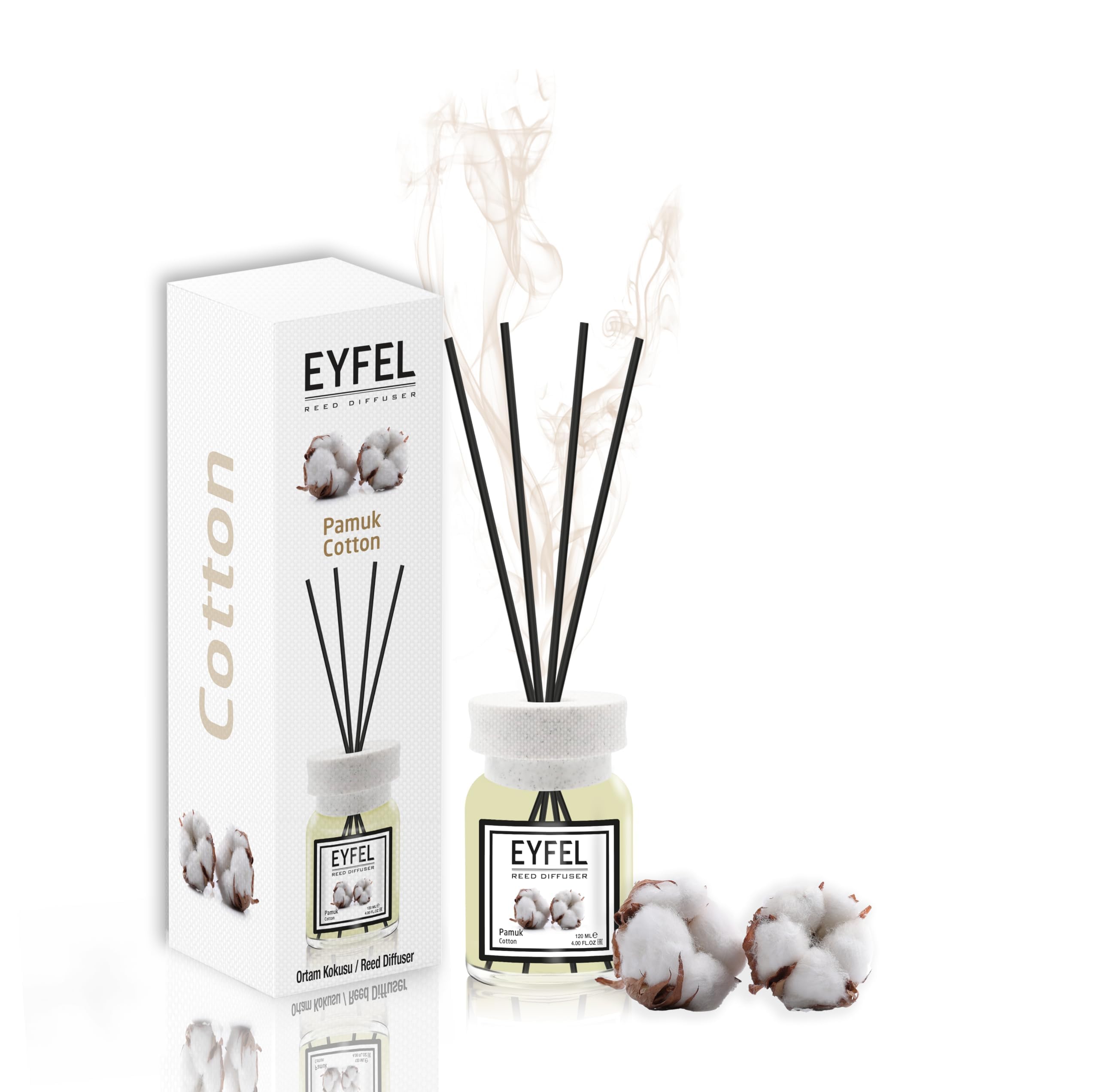 Eyfel Cotton Eau de Parfum Reed Diffuser – 120ml | Elegant, Long-Lasting Fragrance for a Fresh Home