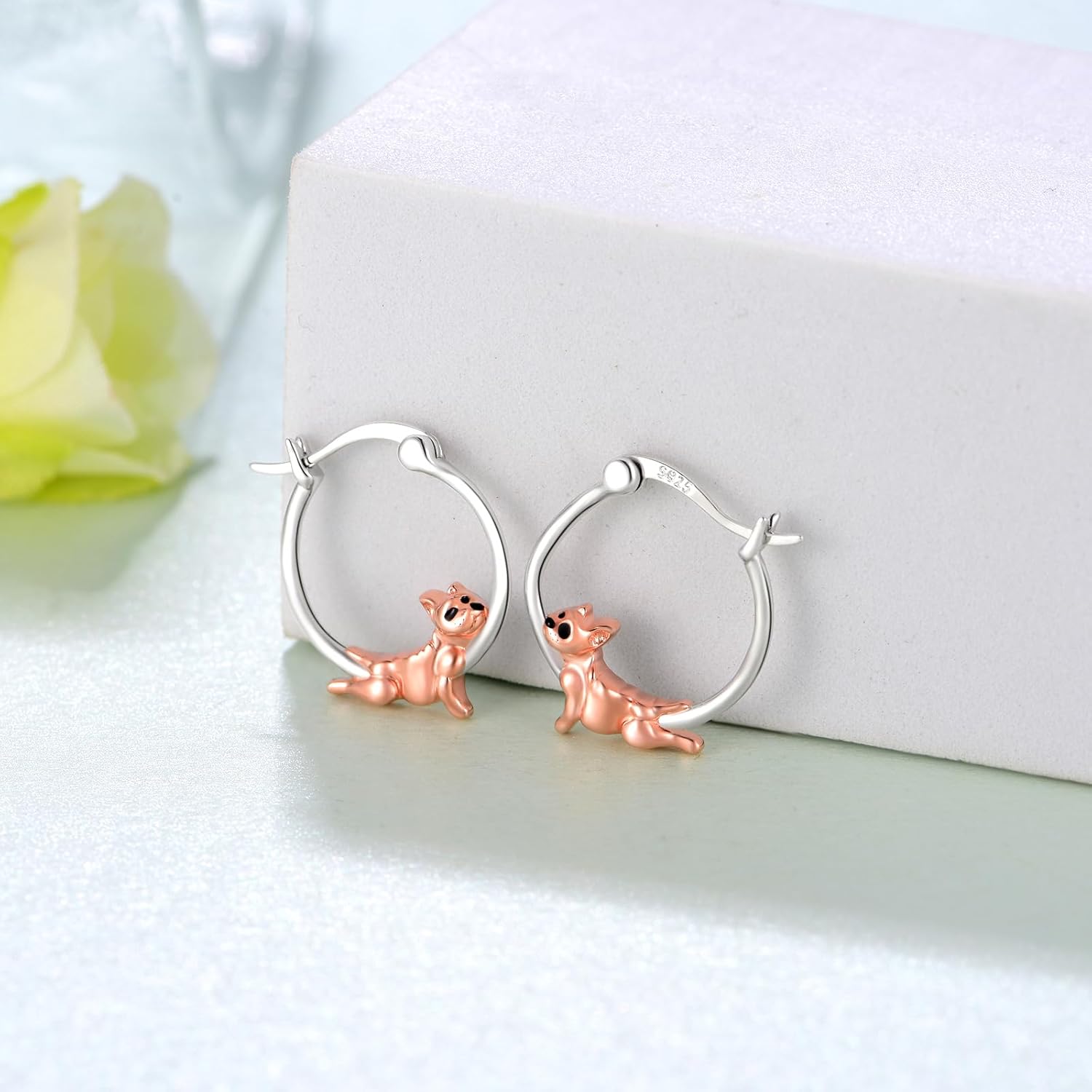 French Bulldog Earrings 925 Sterling Silver Frenchie Hoop Earrings Cute Animal French Bulldog Jewelry Gifts for Women - Image 2