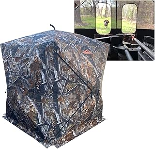 THUNDERBAY 3-4 Person Hidden Threat See Through Hunting Blind, See Through Panel Window with 270Â° View, Floor Space 62