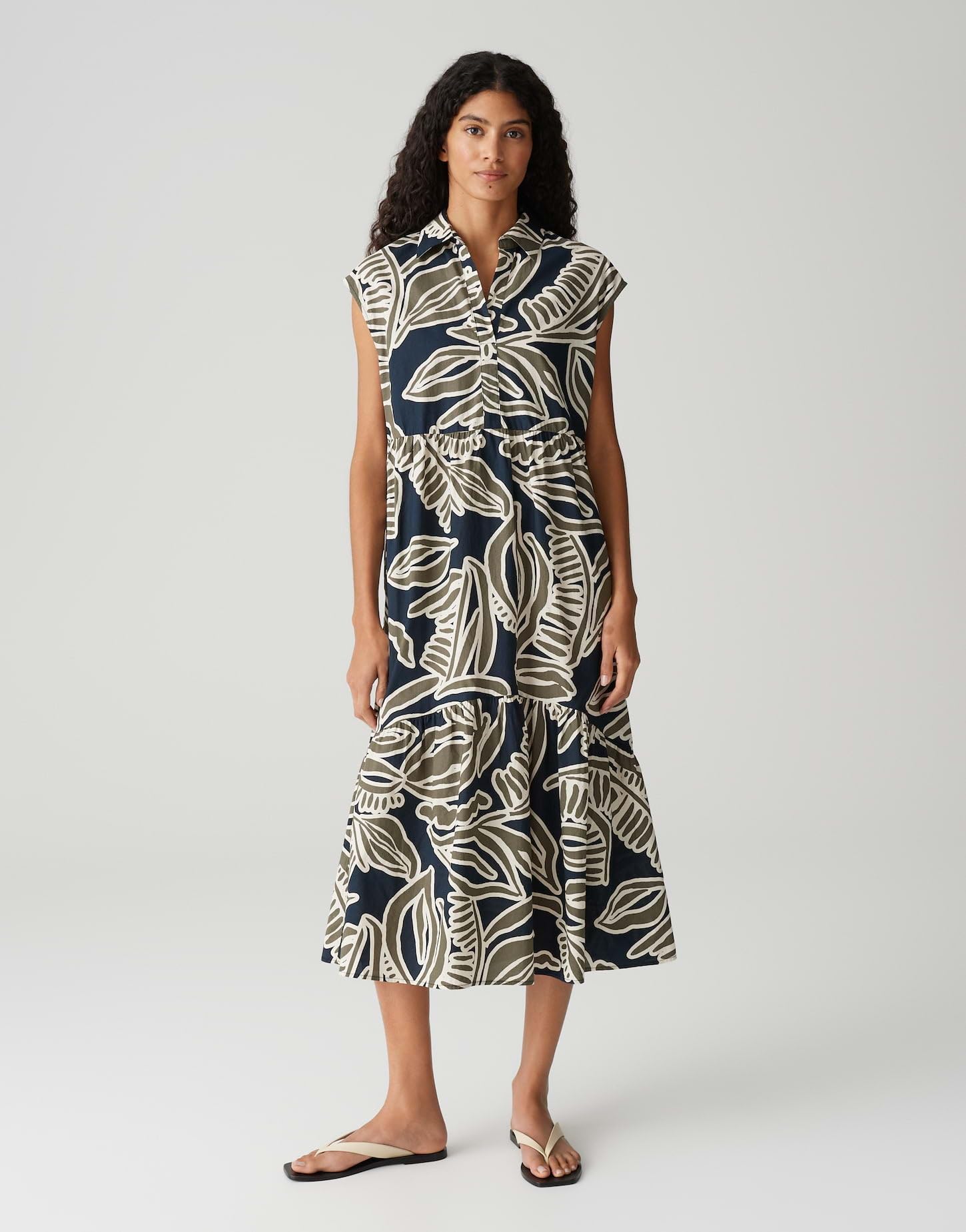 OPUS Damen Midikleid | Printkleid WERISA Tropical A-Linie mit Volantstufen