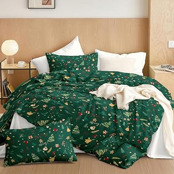 Christmas Duvet Cover Twin Green Christmas Breathable