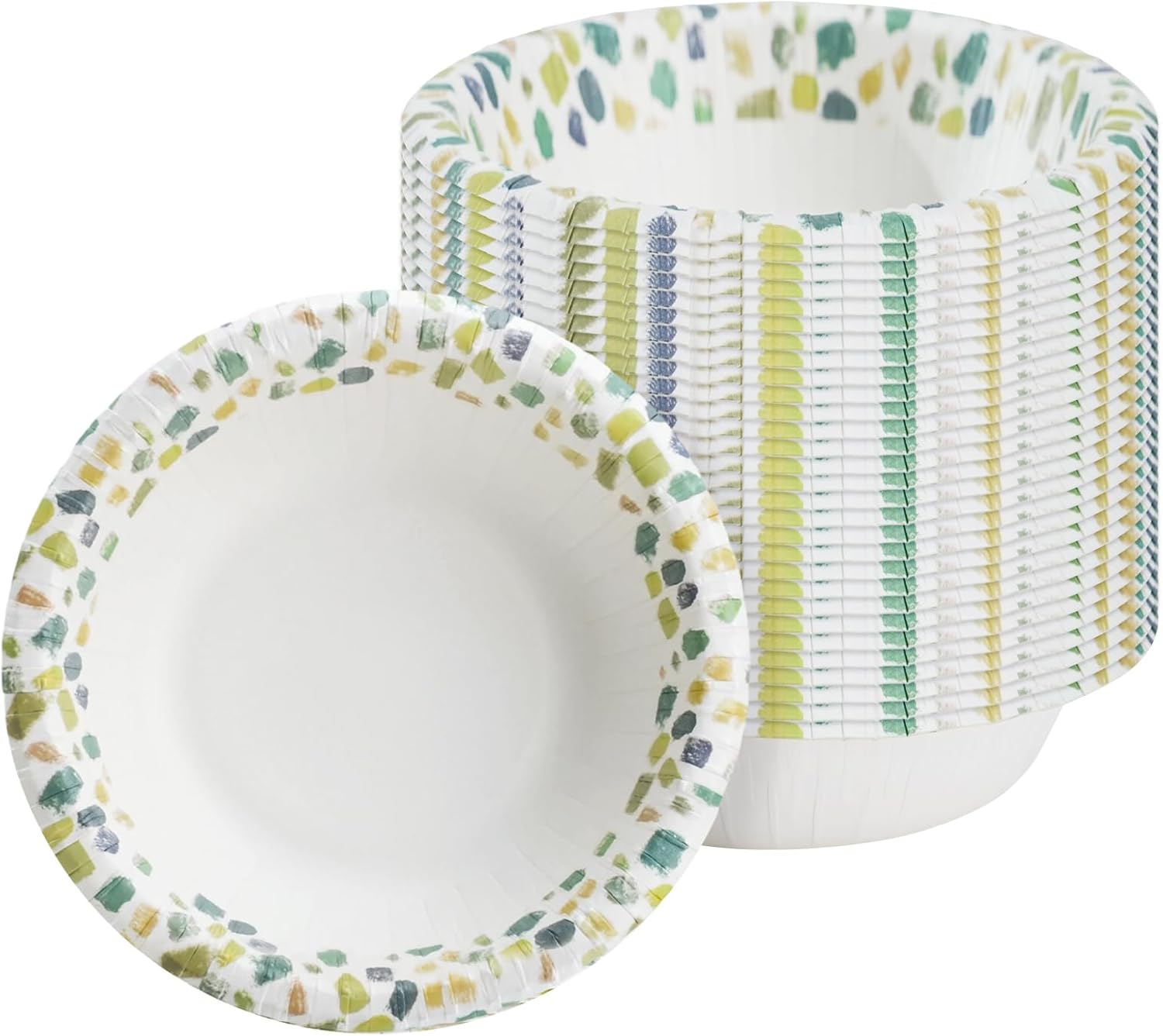 30 Count Paper Bowls 20 Oz, Green Bowls Disposable Heavy Duty, Soak Proof, Cut Proof, Microwave Safe and Freeze Safe Large Bowl for Breakfast, Dinner or Lunch
