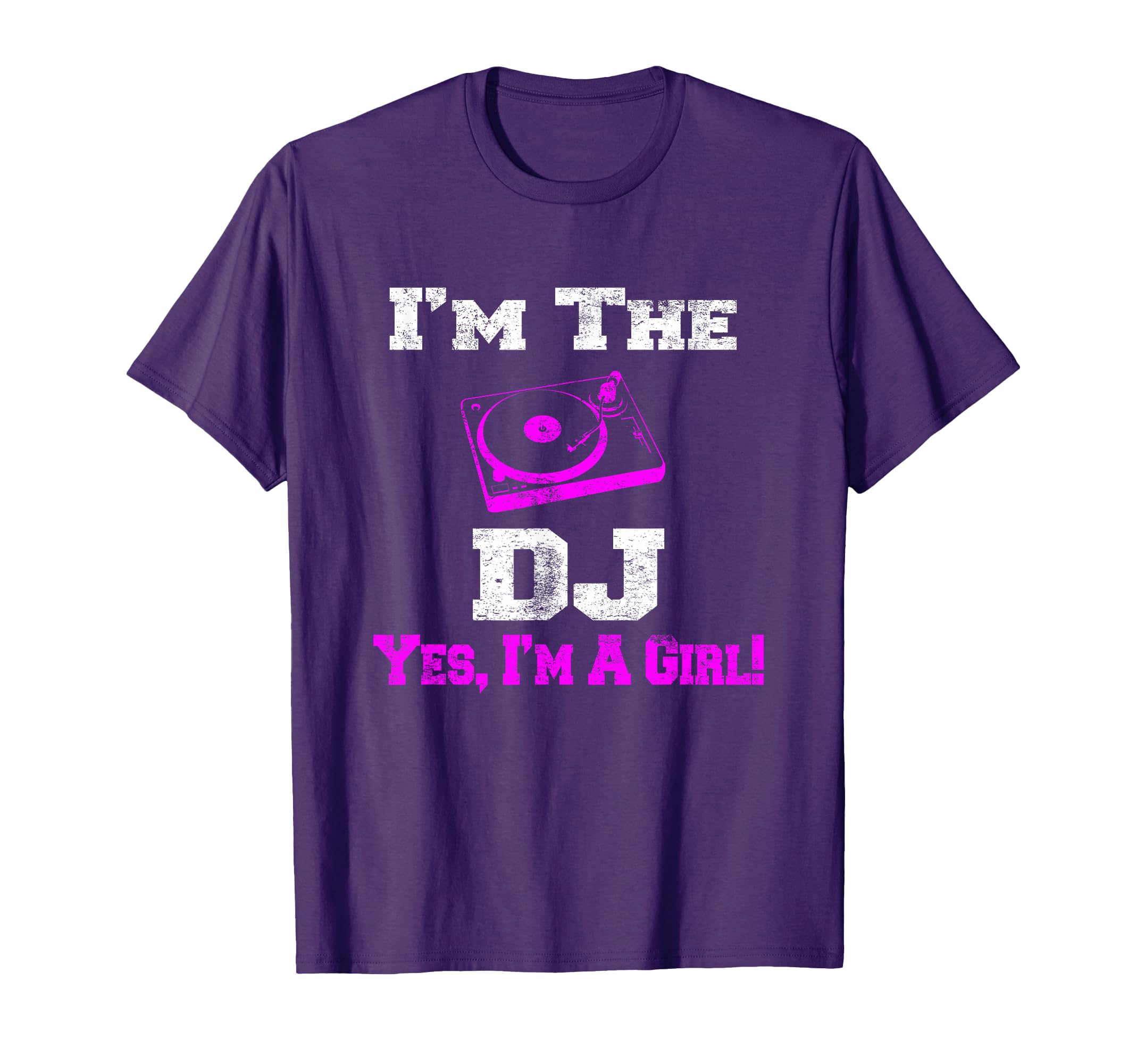 Girl Lady DJ Vintage Turntable T-Shirt for Women Female T-Shirt