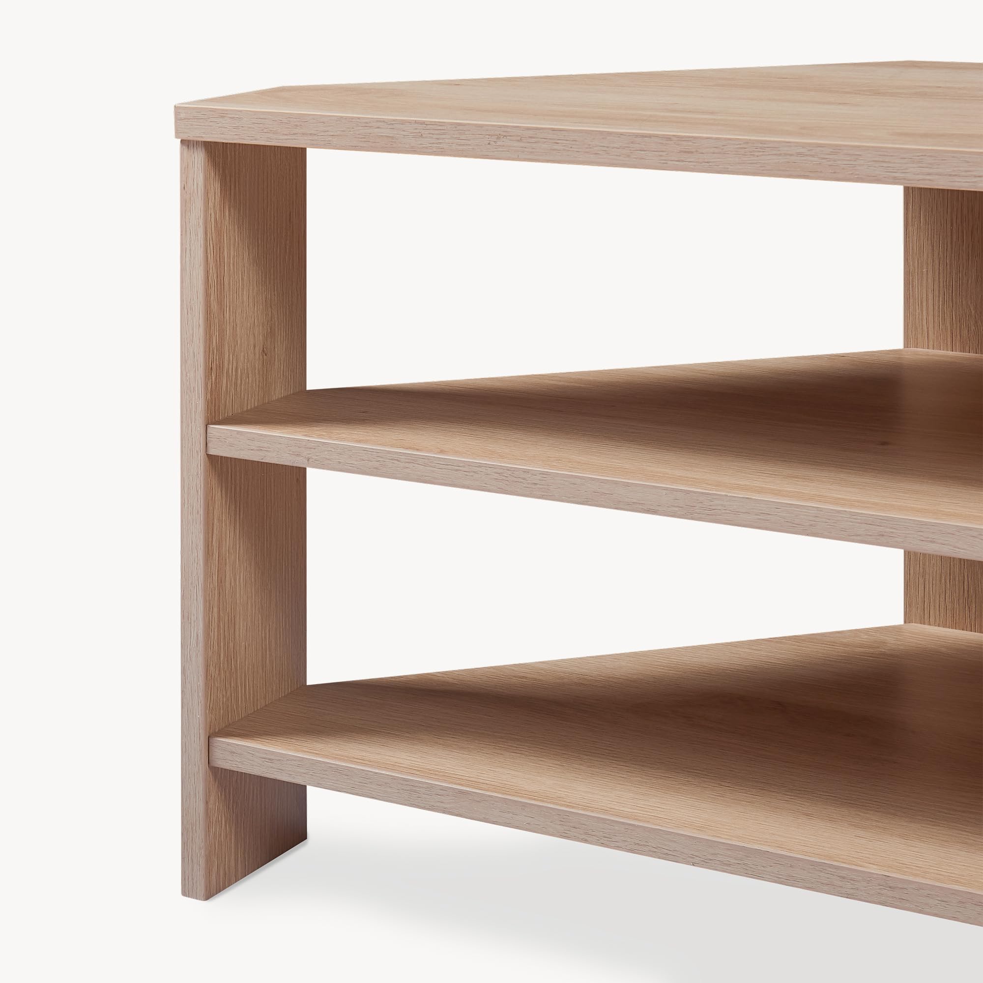 [en.casa] Mobile Porta TV con 2 Ripiani Tavolo Basso Aperto Espositore Angolare Stand Multimediale per Soggiorno Studio 110 x 36 x 42 cm - Effetto Rovere