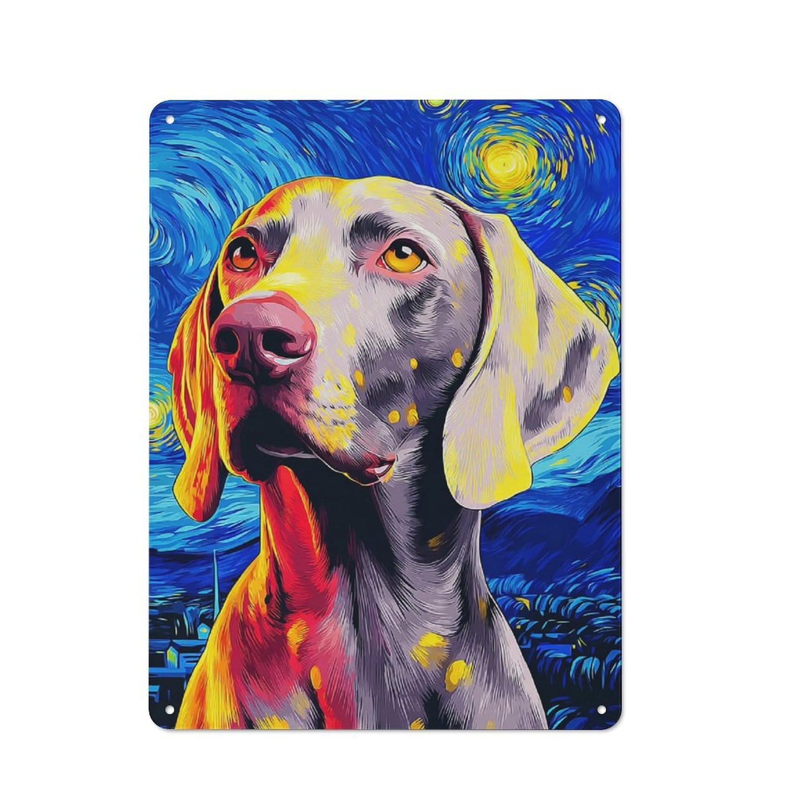 Junmoney Starry Night Dog Portrait -8 Retro Metal Sign 40X30cm For Living Room Or Hallway, For Updating Living Room And Hallway After Moving