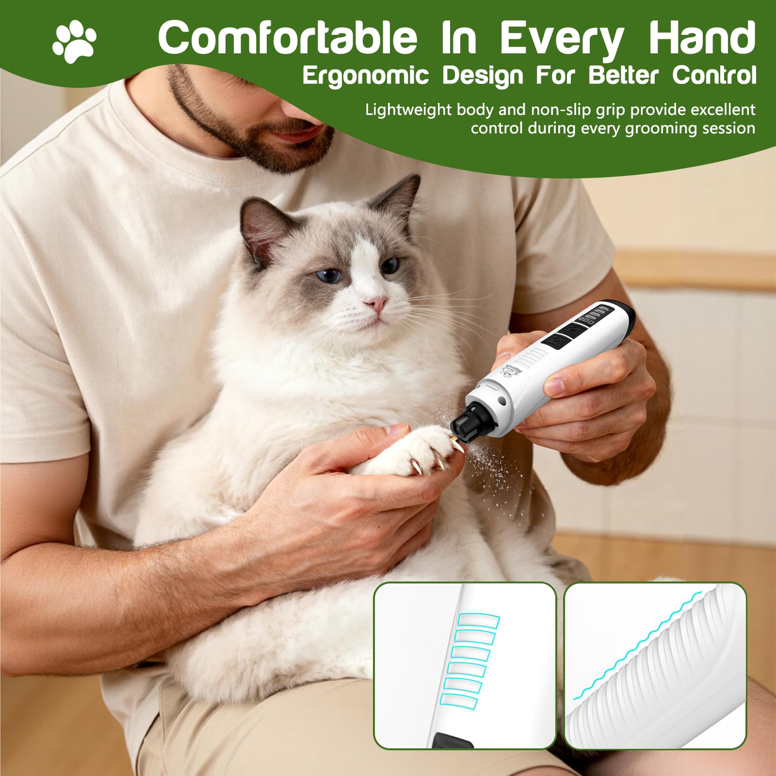 Rechargeable Dog Nail Grinder - Quiet & Safe -8 Rechargeable Dog Nail Grinder - Quiet & Safe -8