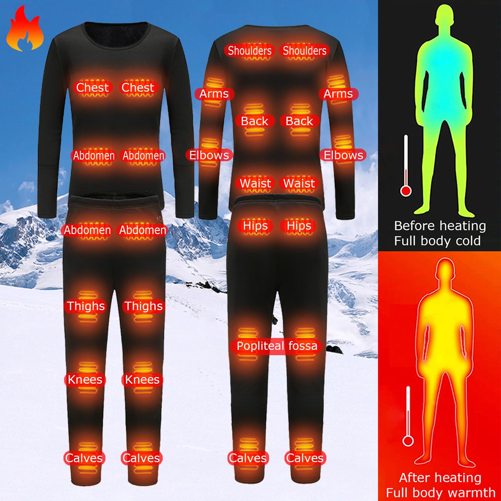 Set di Magliette E Pantaloni Termici Riscaldati, Uomo, Donna, Controllo App, Riscaldamento A 28 Zone, Vestiti per Gli Sport Invernali all'Aria Aperta