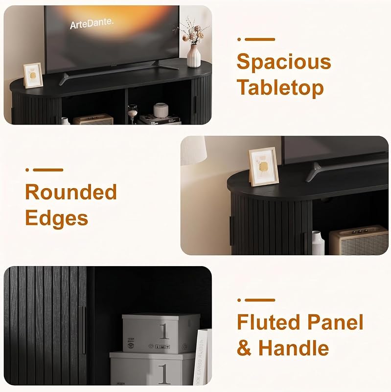 Mid Century Modern Black TV Stand for Up to 65 Inch image 5