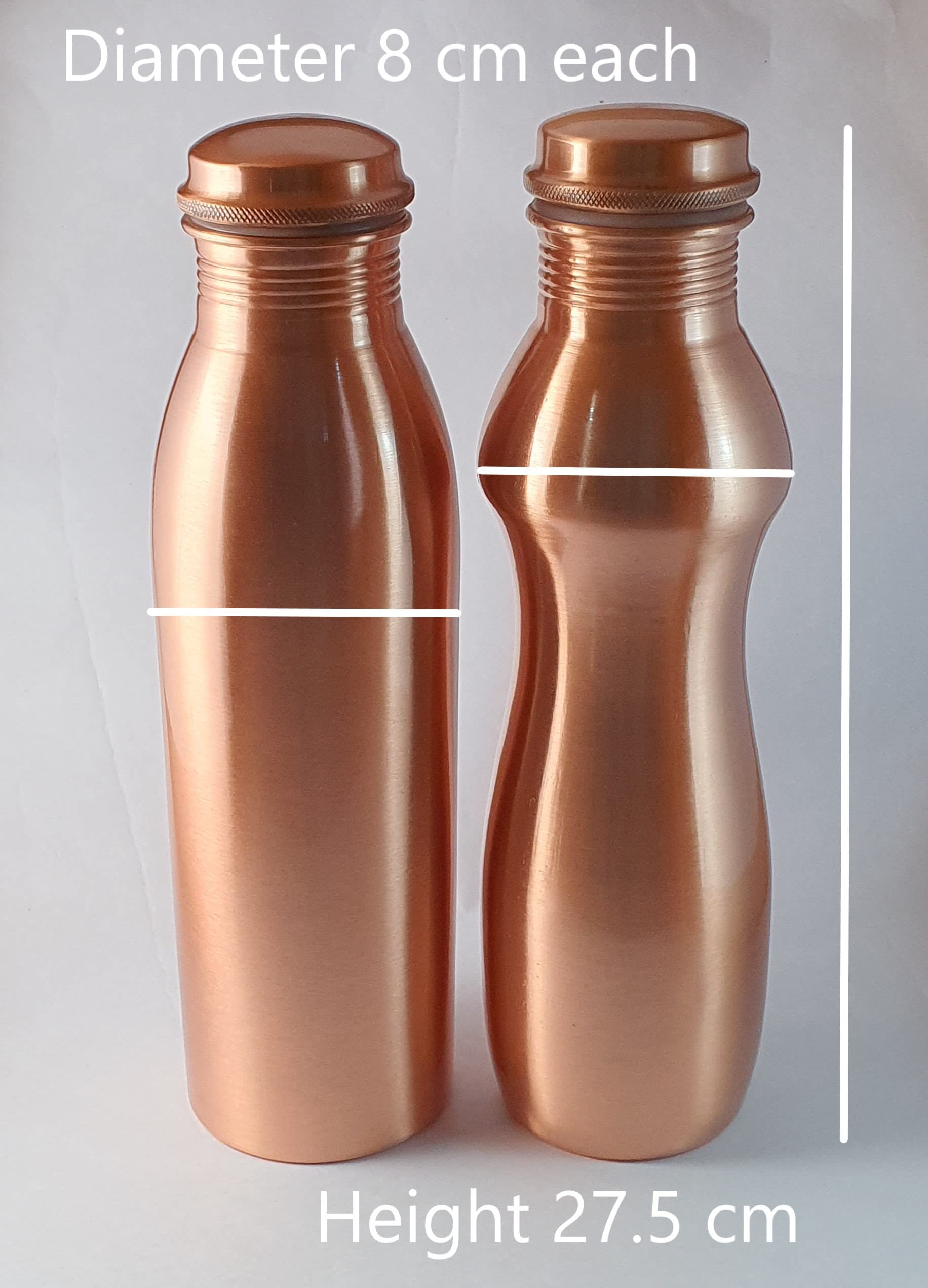 CopperSutra Pure Copper Couple Water Bottles Set of 2, (850 ml +