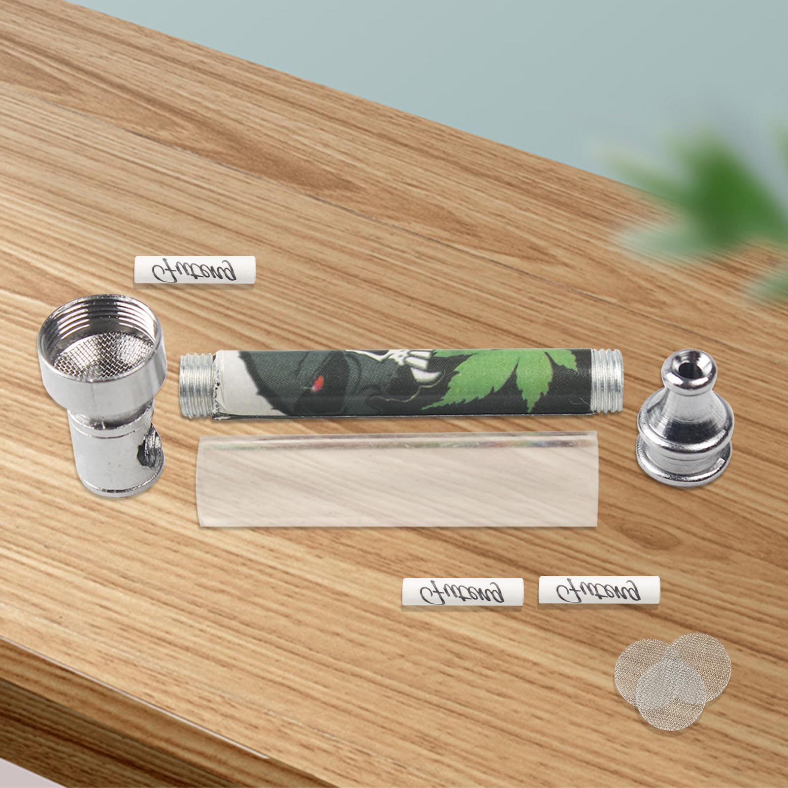 Zestaw 2 fajek, przenośny mini uchwyt na fajkę z 10 filtrami ze stali nierdzewnej i filtrem z węglem aktywnym 10 x 6 mm, fajka do palenia wyrobów tytoniowych