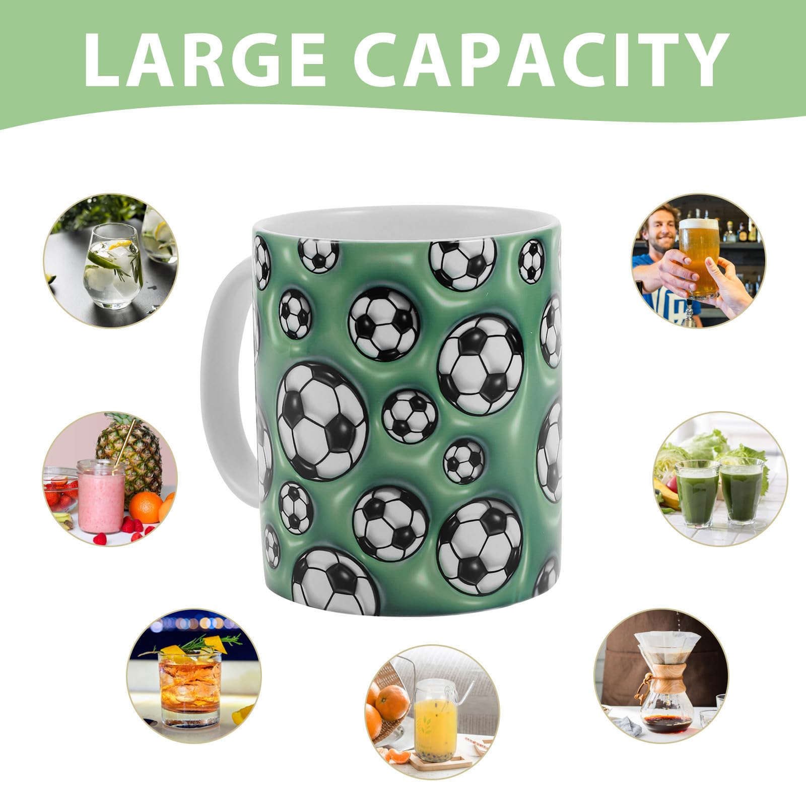 STOBAZA 5 Pezzi Tazza da Caffè in Ceramica Tema Calcio per Appassionati