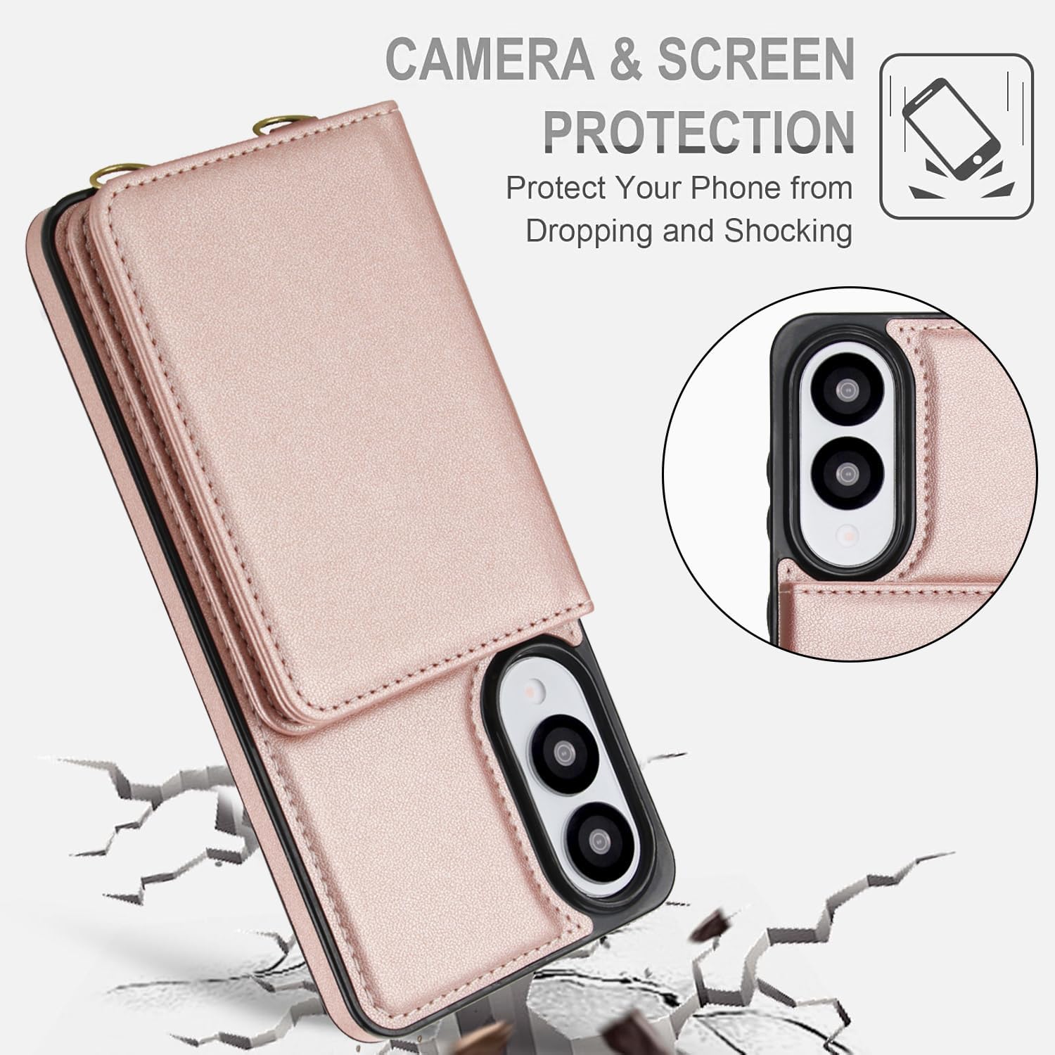 Asuwish Phone Case for Samsung Galaxy S25 Edge 5G Wallet Cell Cover with Tempered Glass Screen Protector Wrist Strap RFID Blocking Credit Card Holder S25Edge 25S S 25 25Edge 6.66 2025 Women Rose Gold