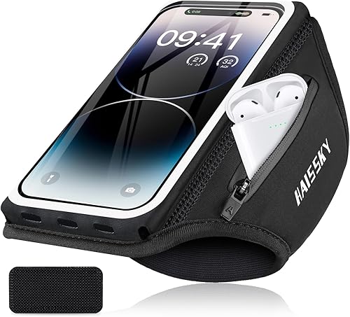 Brazalete de teléfono para correr con diseño 3D para teléfono celular con bolsillo con cremallera para auriculares, llaves de automóvil, resistente