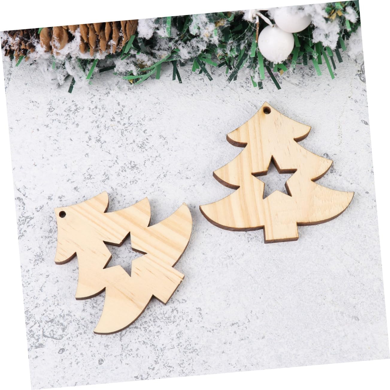 Wooden Christmas Hanging Ornaments 10pcs Tree Star DIY Xmas