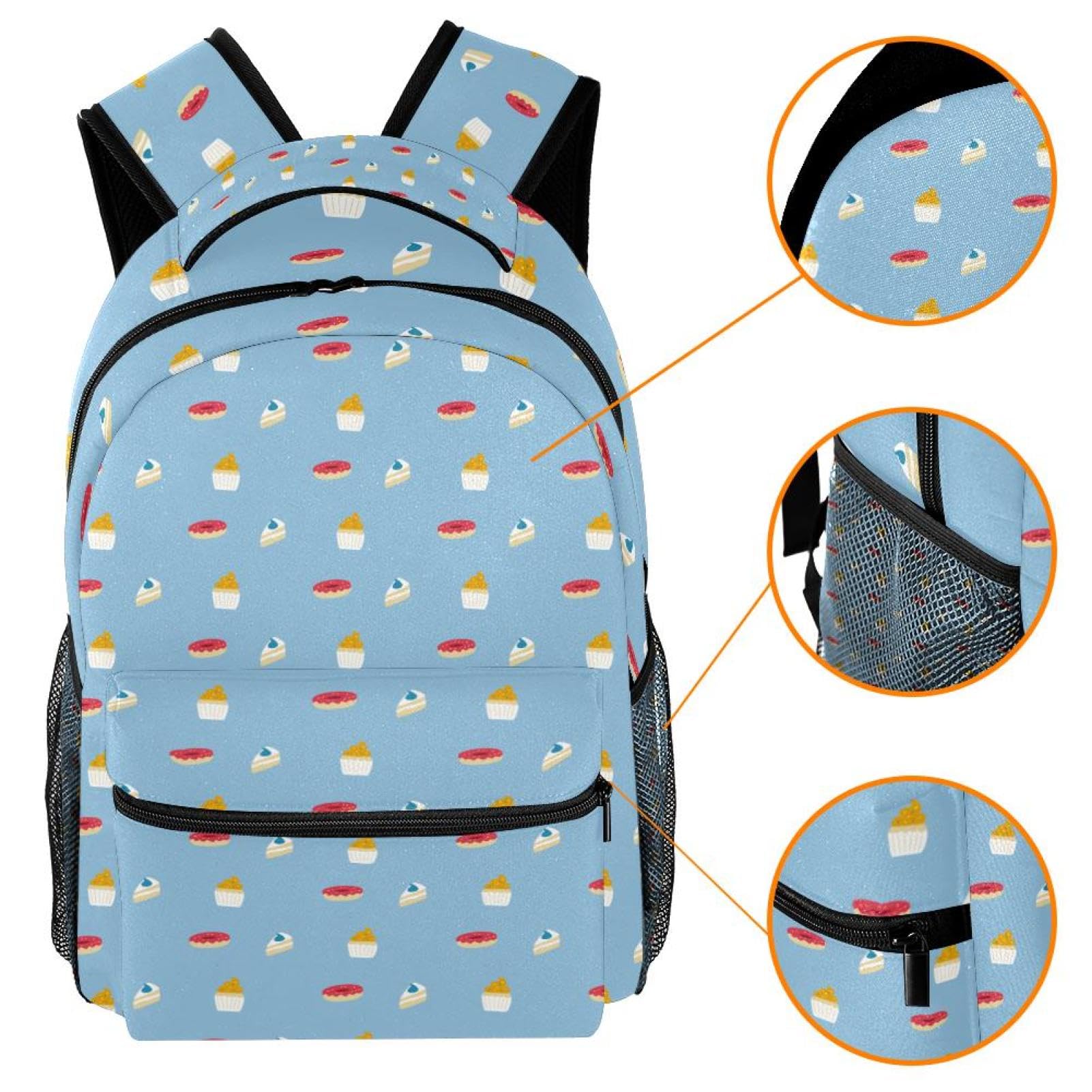Zaino scolastico di grande capacità per libri, dessert, cupcake, ciambelle, zaino da viaggio, per computer portatile, impermeabile, per adolescenti, ragazze, ragazzi, adatto per notebook da