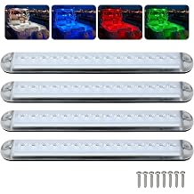 RGBW Boat LED Courtesy Light 12V 4PCS, 8 Inches Marine Courtesy Light Strip, IP67 Waterproof Boat Cabin Lights Interior Lighting for Pontoon Sailboat Bass Yacht Kayak