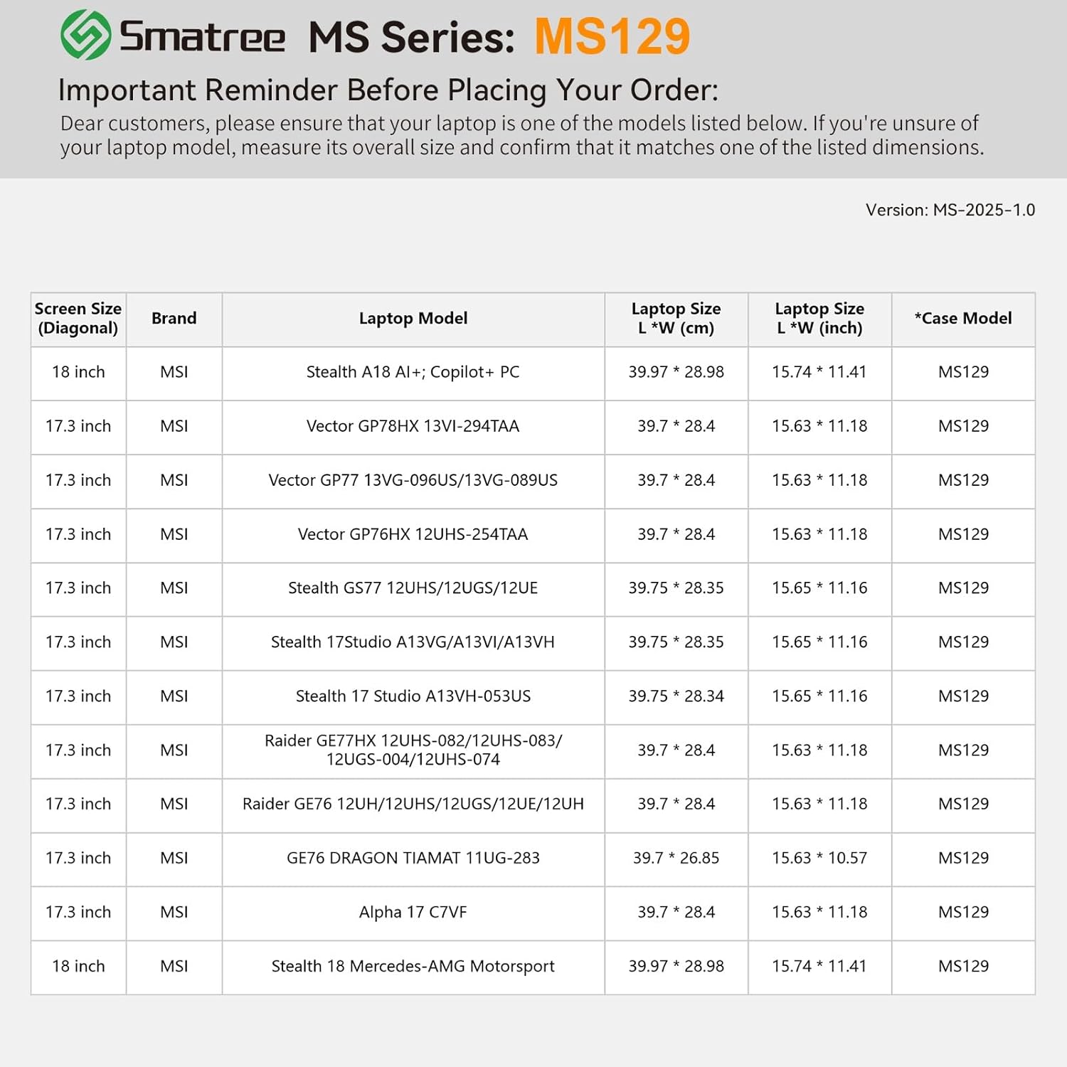 Smatree MS129 Hard EVA Protective Sleeve Case with Stand Compatible for 17.3-18 inch MSI Stealth A18 AI+/17 Studio/GS77, for Alpha 17 C7VF/Raider GE76/Raider GE77 HX, for Vector GP78 HX/GP77/GP76 HX
