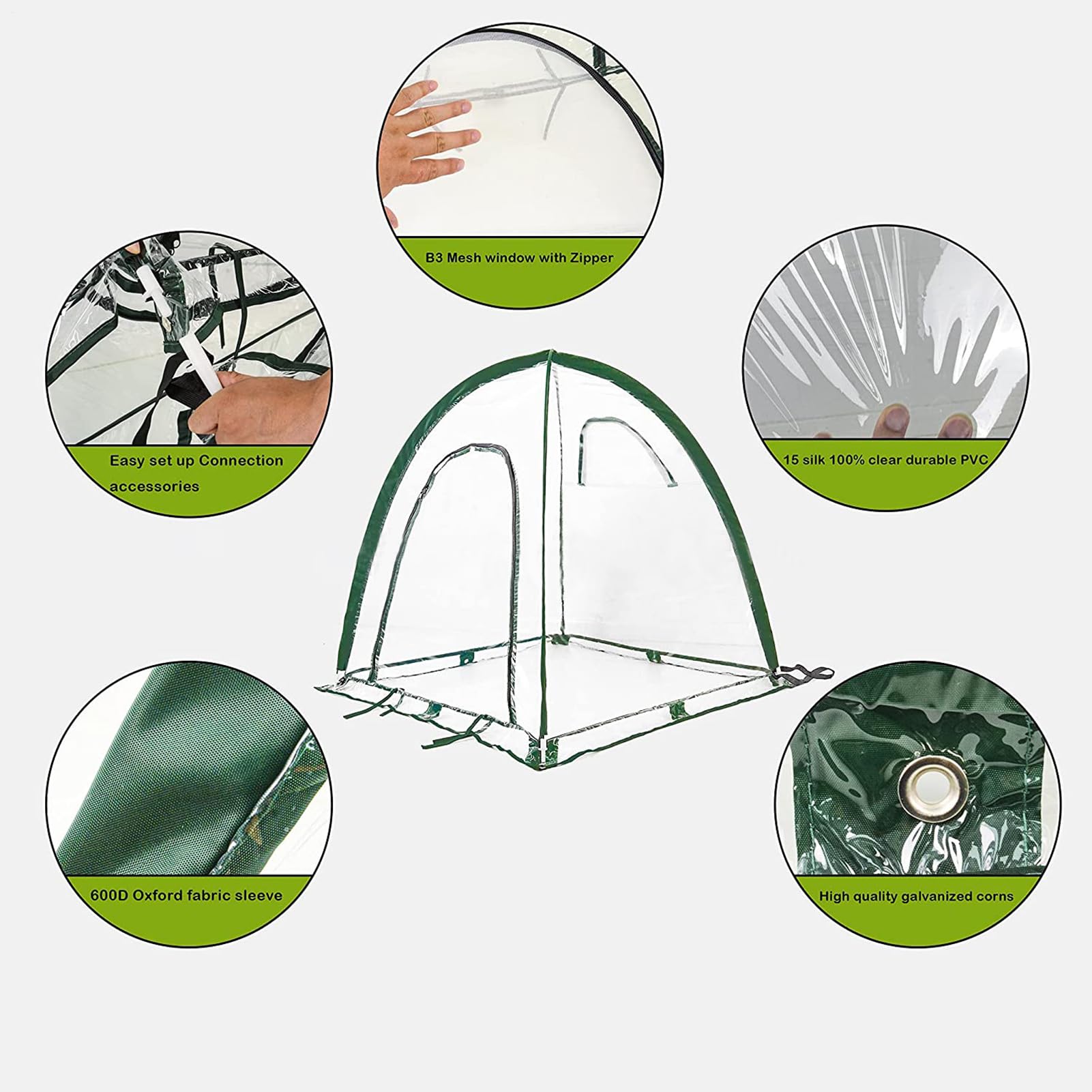 Serra portatile – Copertura, compatto per piante, tenda di protezione | trasparente, cupola di supporto per la crescita del giardino, recinzione da giardinaggio leggera | copertura durevole con