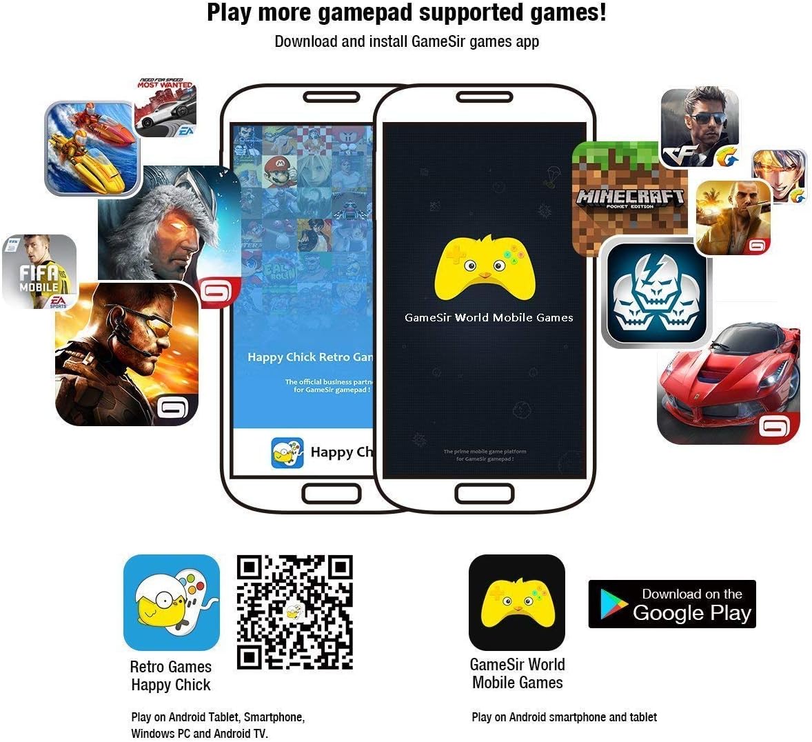 Game Controller Wireless, Gamesir Bluetooth Gamepad Joystick, for Android Phone Tablet/PC Windows 7 8 10 / PS3 / TV Box (G4) No 2.4GHz Dongle