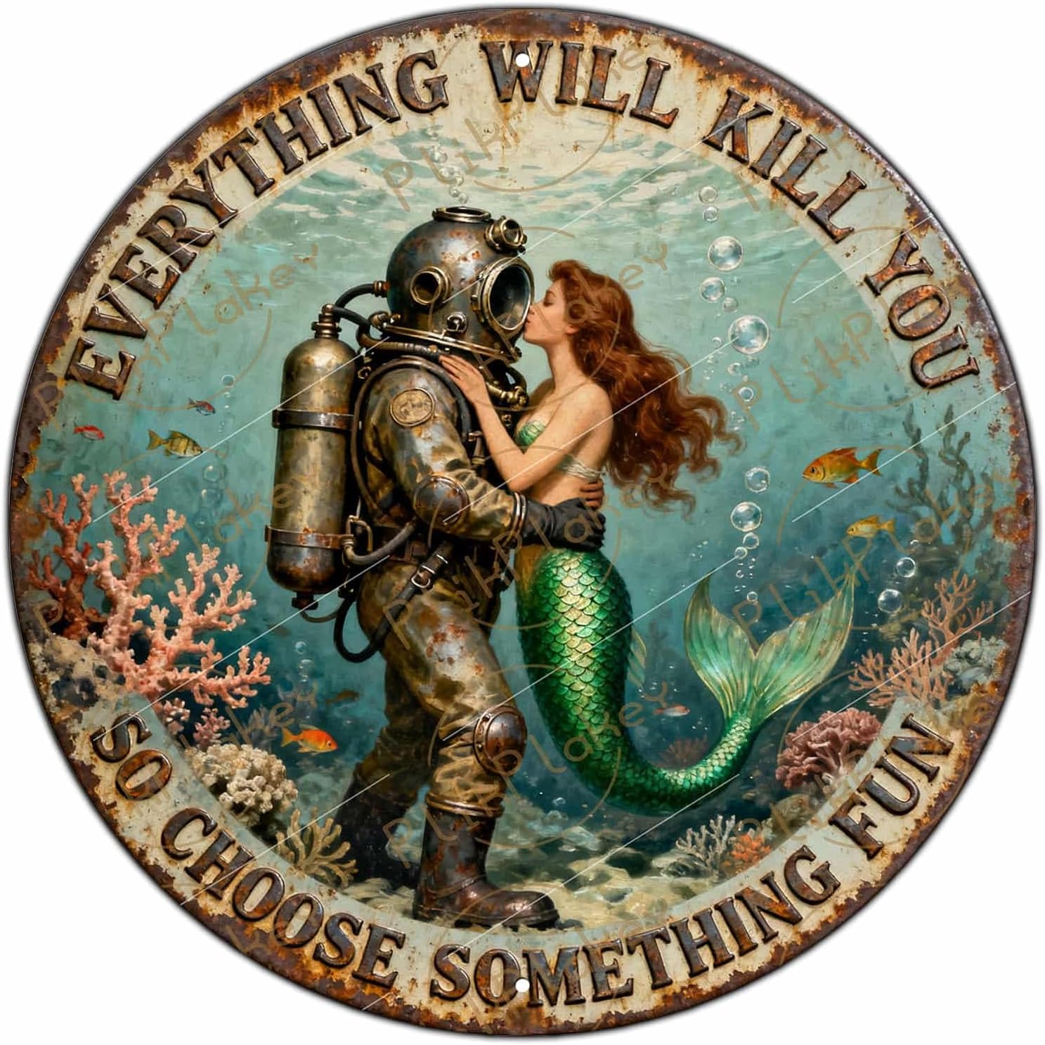 Mermaid Metal Sign Everything Will Kill You So Choose Something Fun Signs Mermaid Bathroom Decor For Home Kitchen Bedroom Tin Posters 12x12 Inch