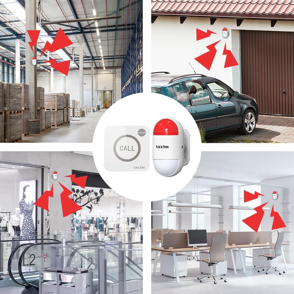 Remote Siren Panic Button Alarm for Security Strobe Siren Alarm Sound & Light Warning Emergency System for House,Factory,Warehouse(Battery Operated&USB Charging)