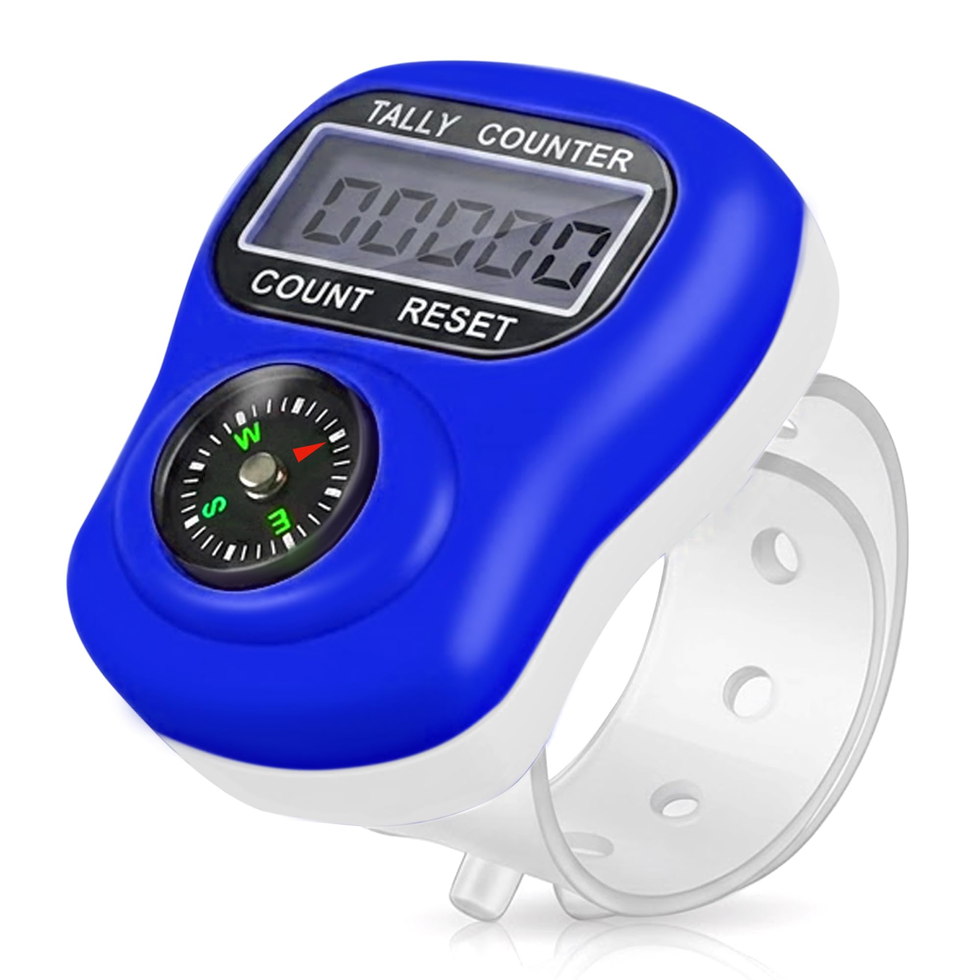 GLUN® Pack of 1 Digital Finger Tally Counter with Compass, 5-Digit LCD Display Click Counter Ring for Prayer, Tasbeeh, Stitch, Sports & Counting Activities