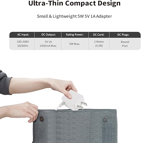 Miniatura 6 de Tonton Cargador de 5 V y 6.6 pies para monitor de cámara HelloBaby HB6550, HB65, HB50, HB40, HB6250, adaptador de cable de alimentación para monitor