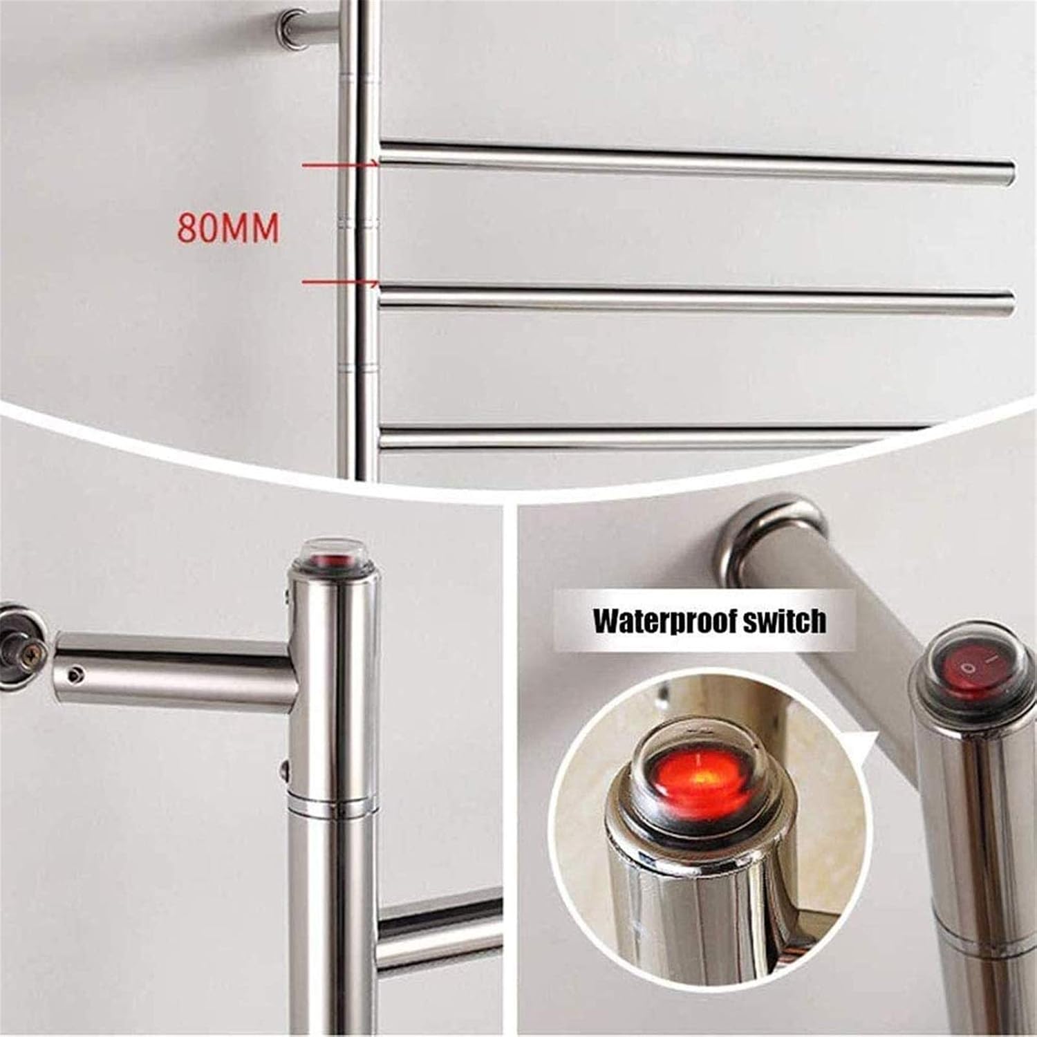 Towel Warmer and Drying Rack Swivel Home Bathroom 51W Electric 4-Bar Towel Drying Rack, Wall Mounted Design Towel Hanger, Towel Heater,